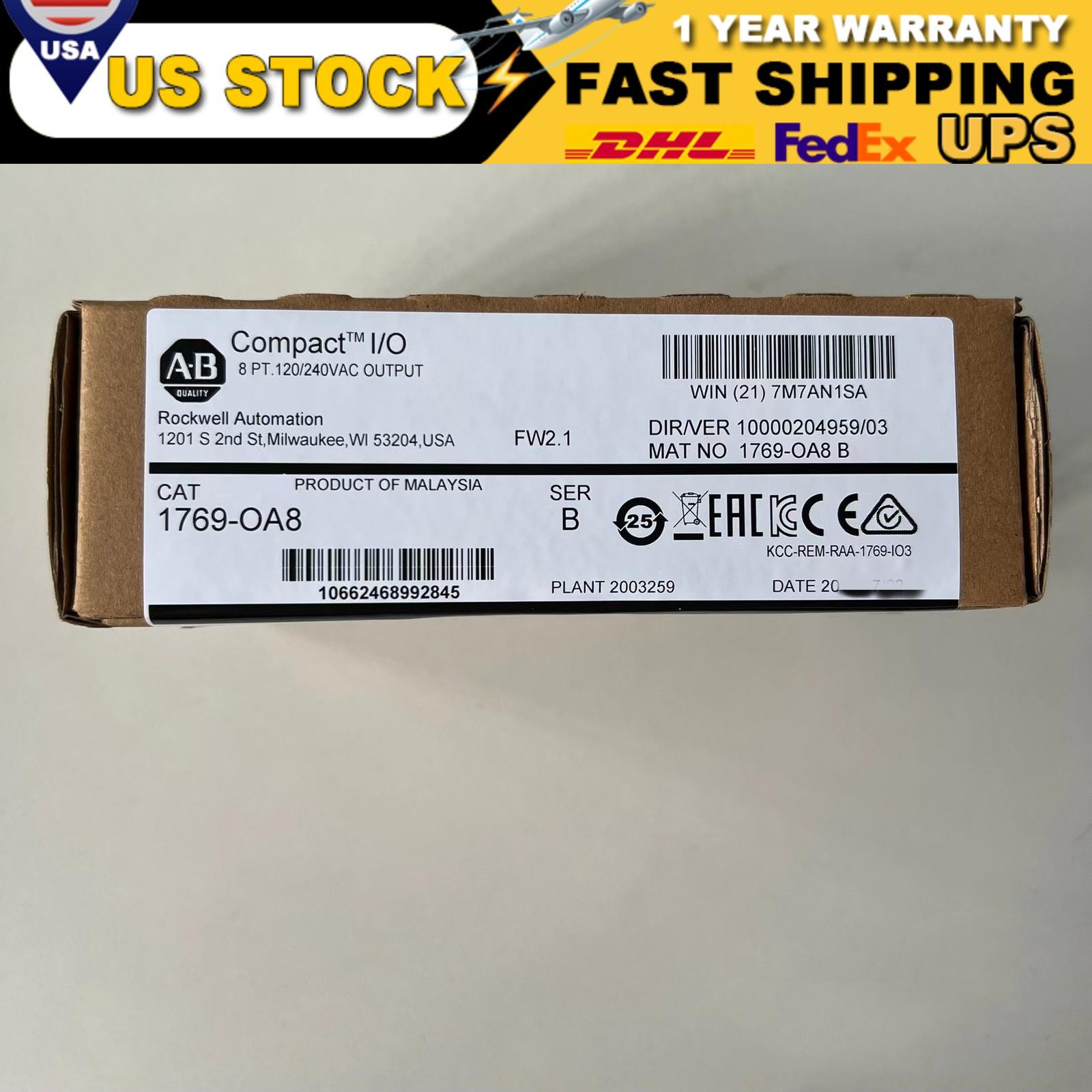 AB 1769-OA8 New Factory Sealed 1769OA8/B CompactLogix PLC Output Module