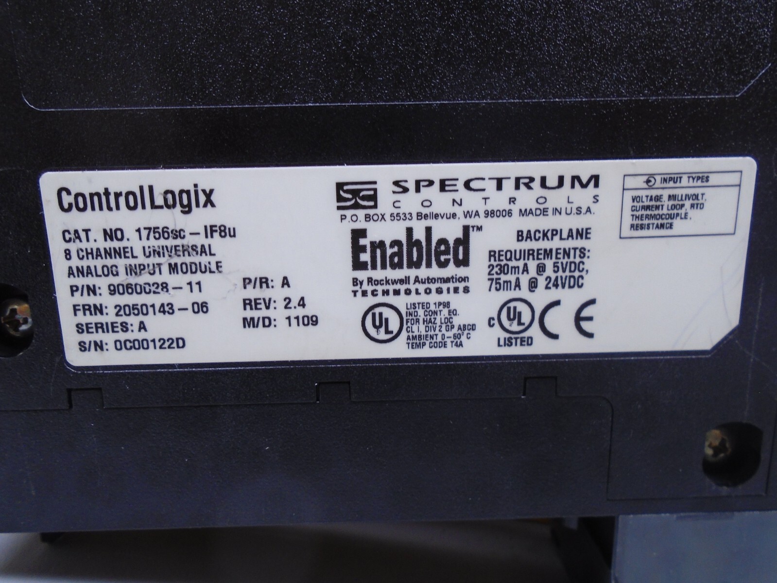 Spectrum Controls for Allen Bradley 1756sc-IF8u Universal Analog Input 163H