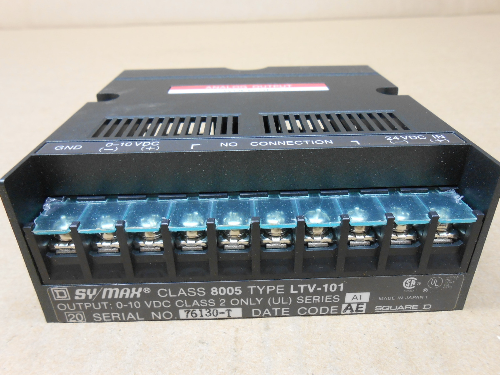 1 NIB SQUARE D 8005-LTV-101 8005LTV101 SYMAX OUTPUT MODULE ANALOG 0-10 VDC SER A