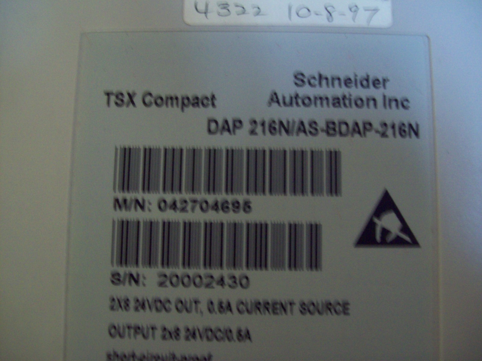 SCHNEIDER DAP 216N/AS-BDAP-216N DISCRETE OUTPUT MODULE 2X8- USED – FREE SHIPPING