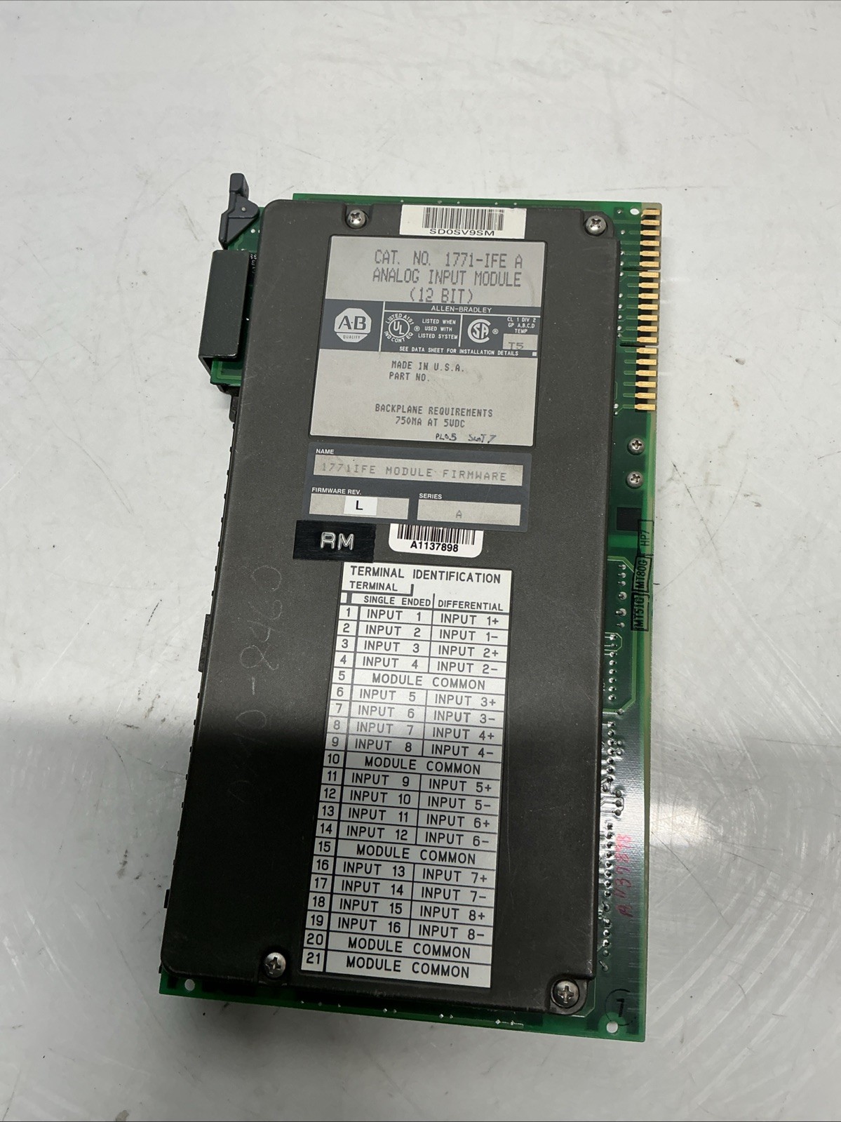 Allen-Bradley 1771-IFE Series A Analog Input Module. Z-160