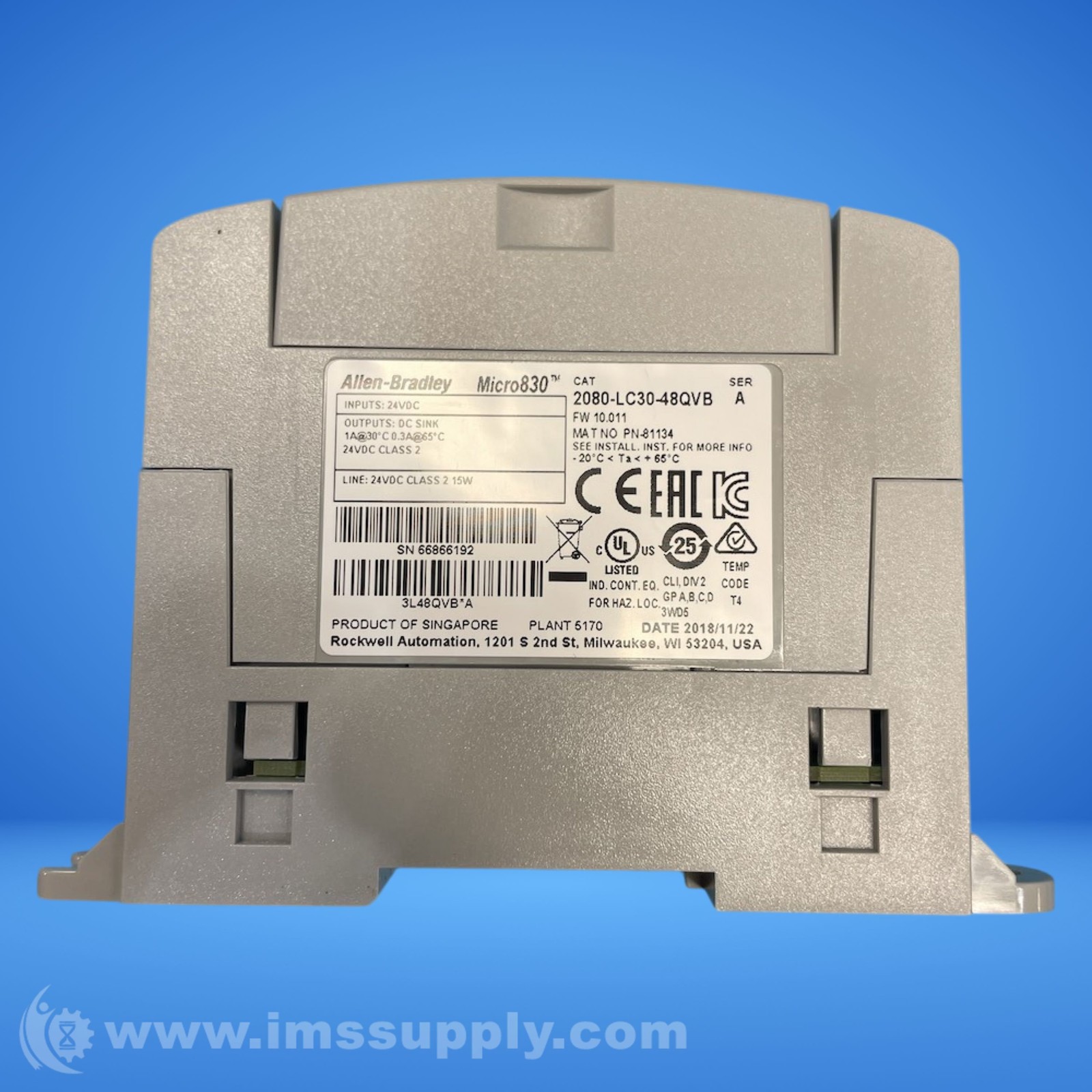 Allen Bradley 2080-LC30-48QVB Micro850 EtherNet/IP Controller 6412