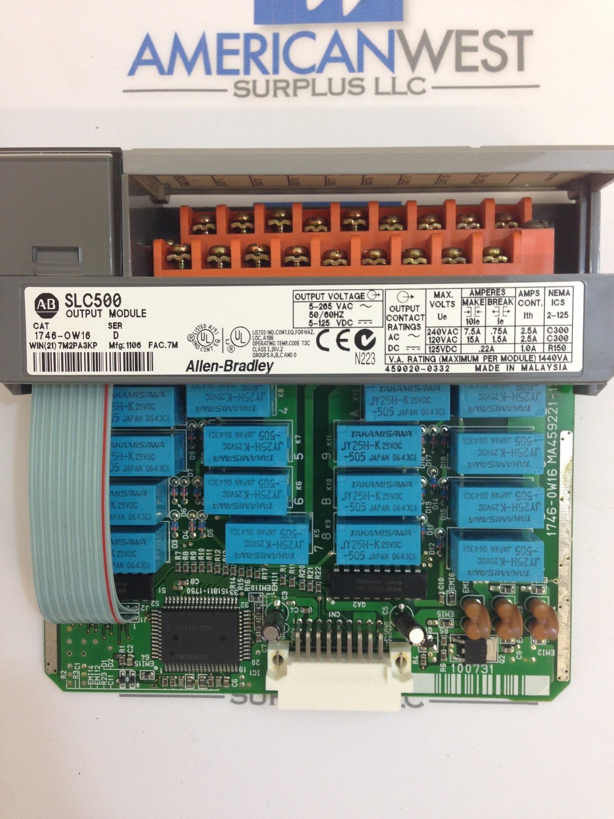 Allen Bradley 1746 OW16 SLC 500 output relay 1 module power on used