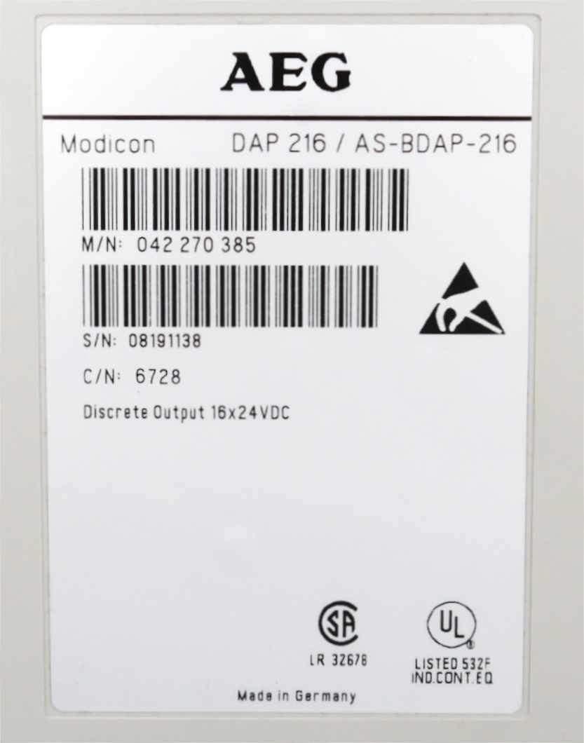 AEG Modicon DAP 216 / AS-BDAP-216 Output / Output Module -used/attn.-