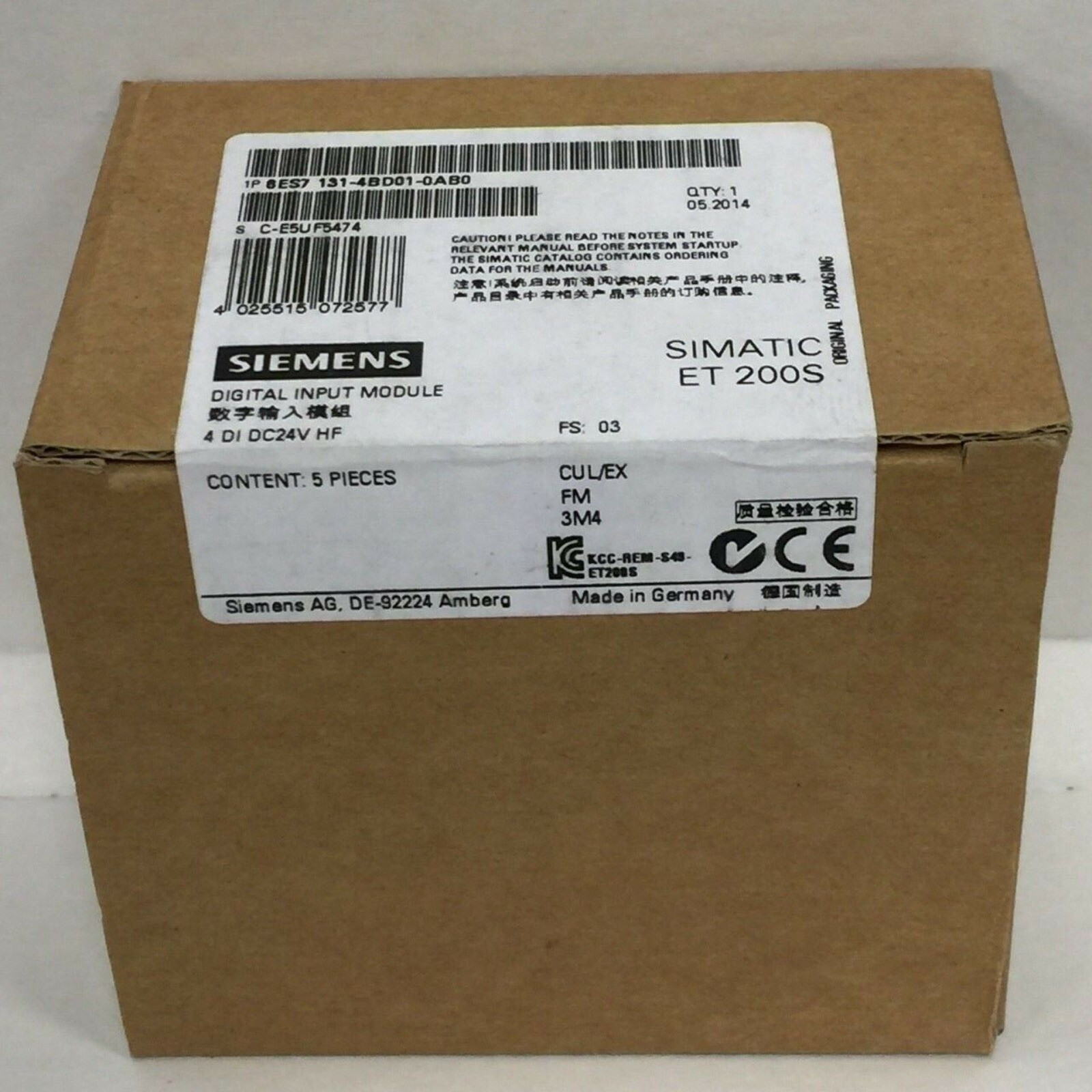 New Siemens 6ES7 131-4BD01-0AB0 6ES7131-4BD01-0AB0 Electronic Modules for ET200S