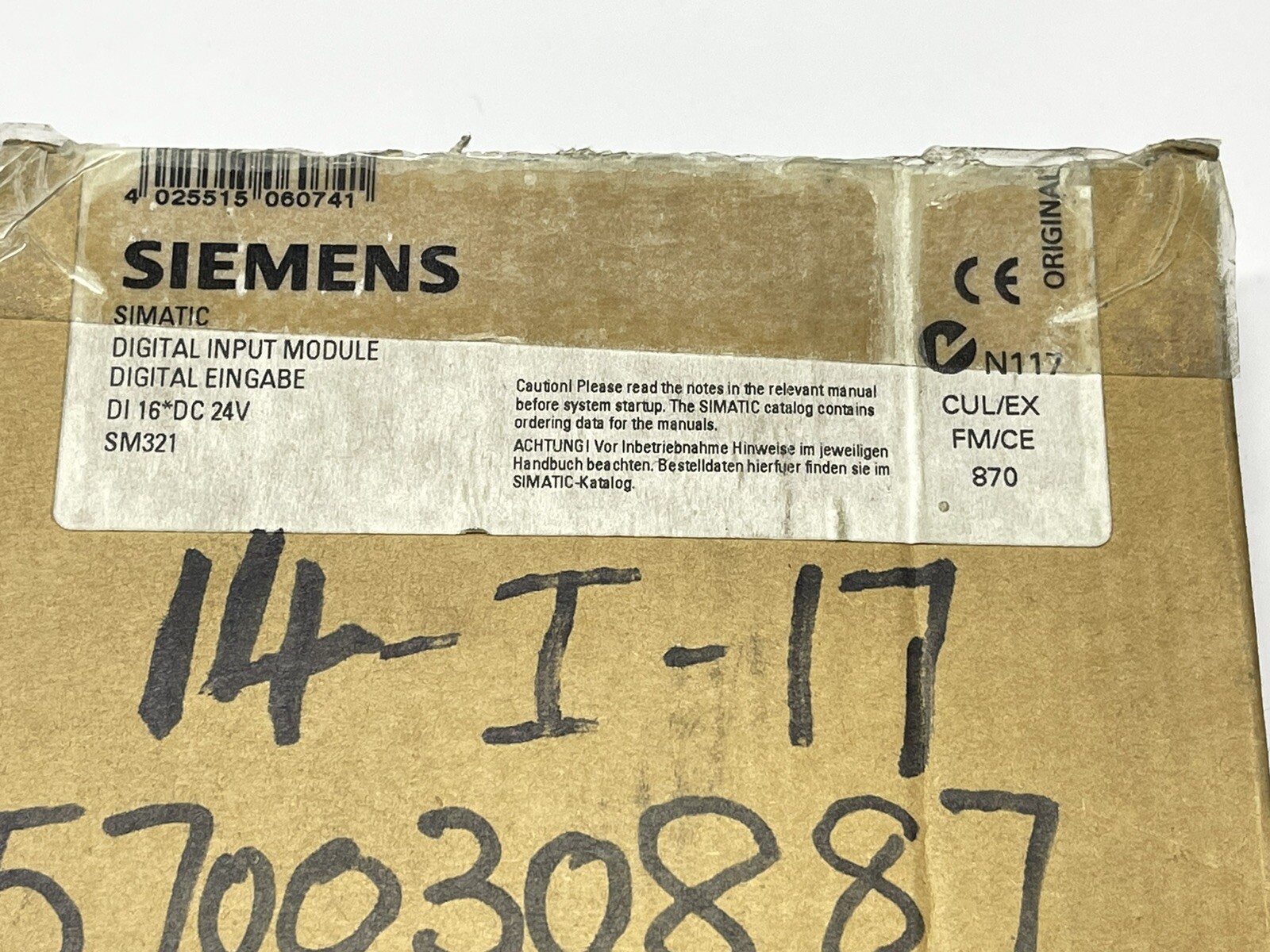 Siemens Simatic S7-300 Digital Input Module SM321 DI16 24V 6ES7 321-1BH50-0AA0