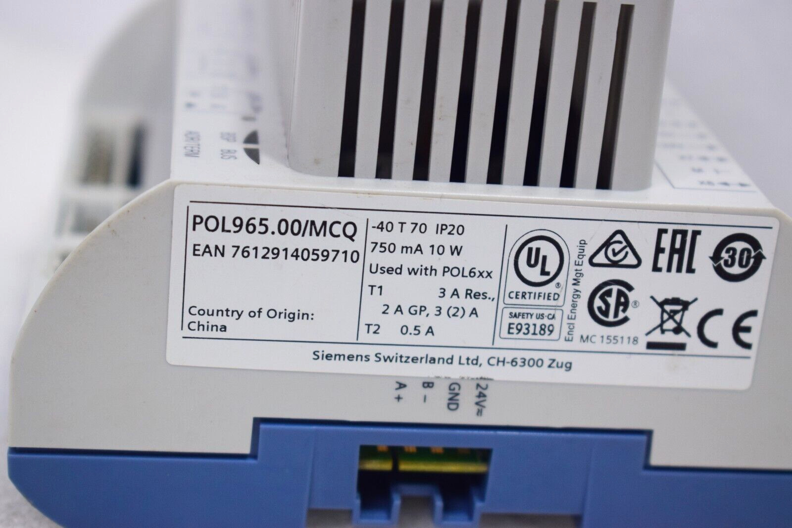 SIEMENS MT3025 EXTENSION I/O MODULE POL965.00/MCQ