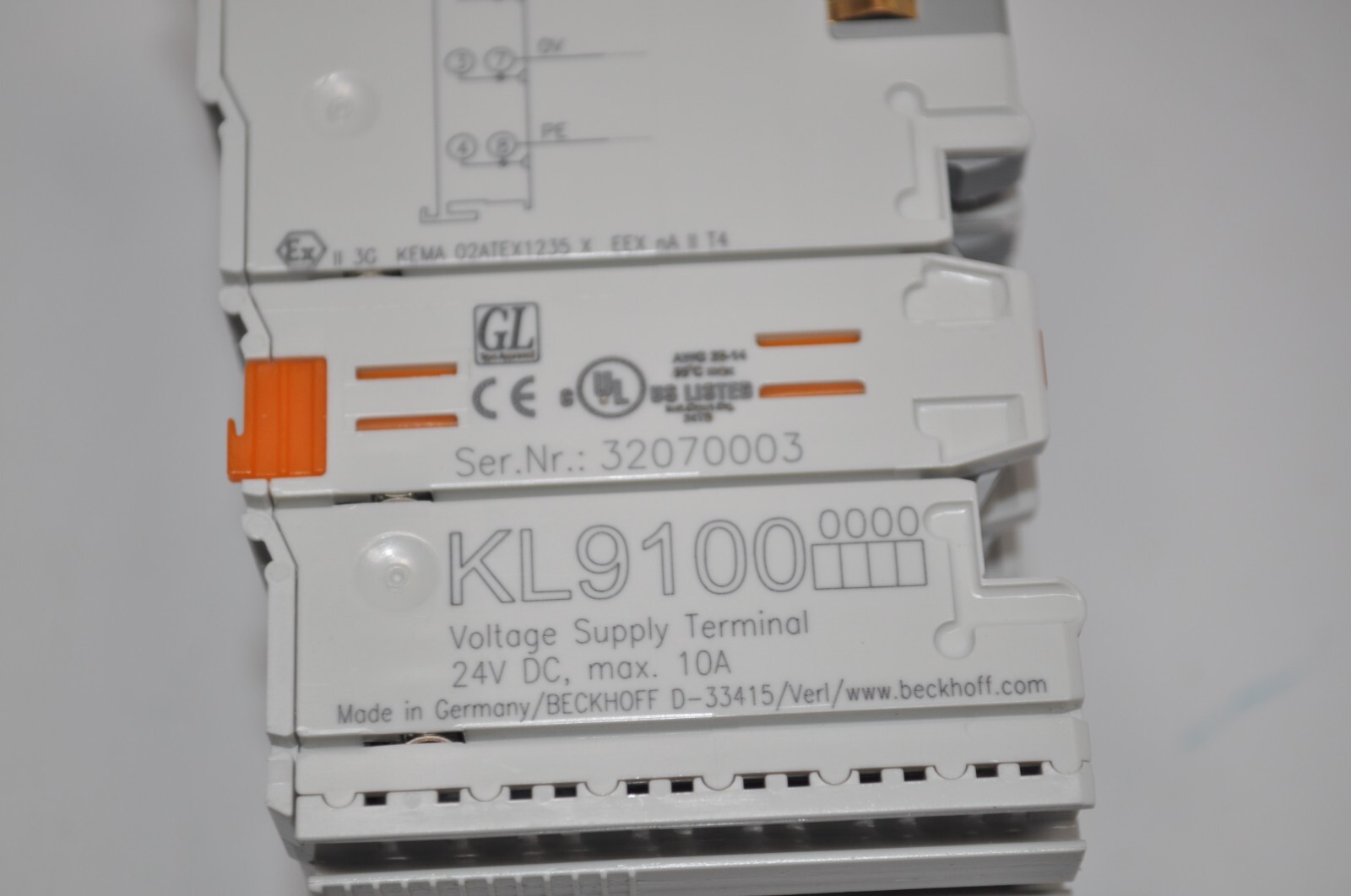 Lot of 6 Beckhoff KL9100 24 VDC 10A Voltage Supply Terminals
