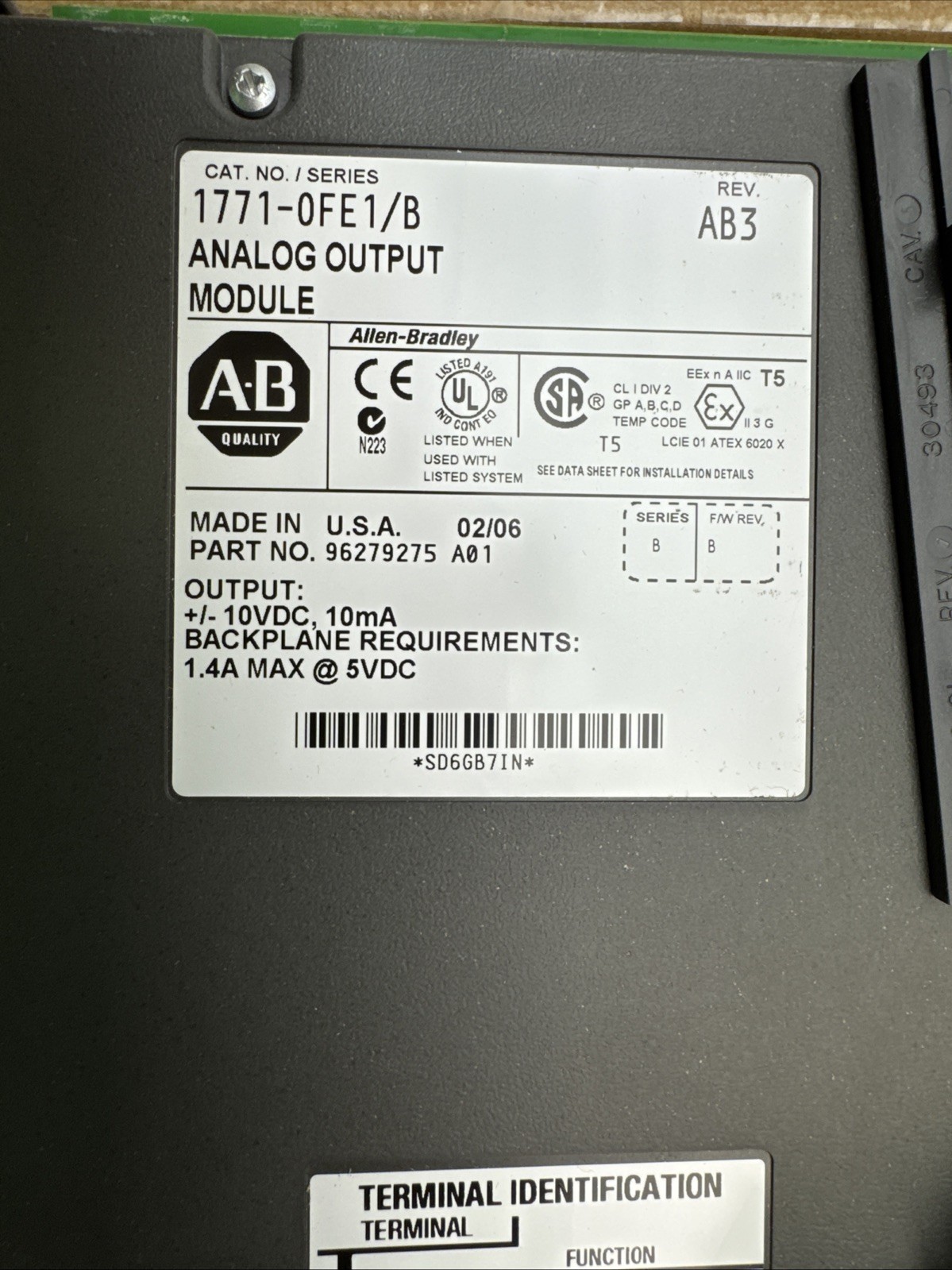 Allen-Bradley 17710FE1 Ser. B Analog Output Module 10VDC