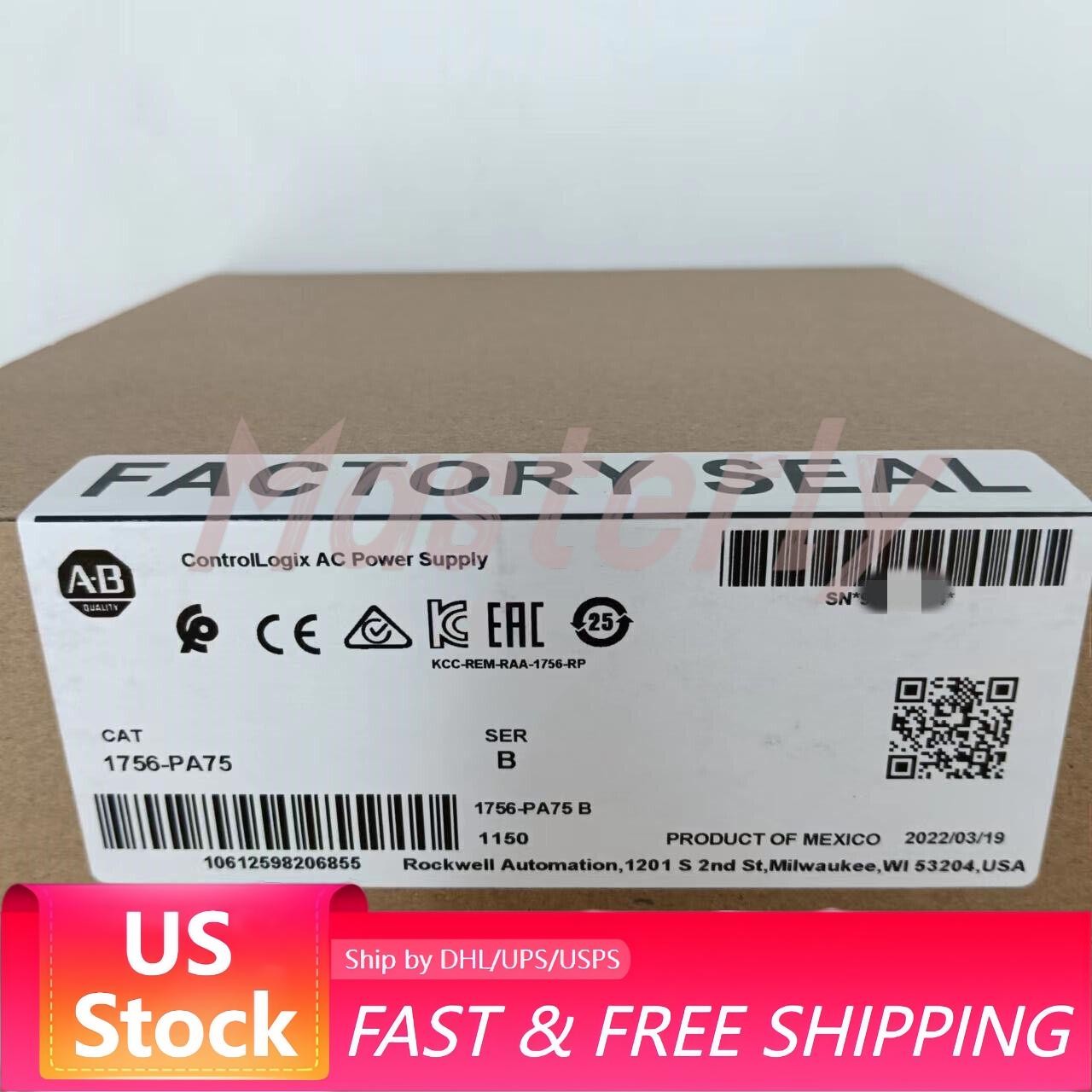 NEW- Allen-Bradley 1756-PA75 SER B PLC ControlLogix AC Power Supply 1756PA75 USA