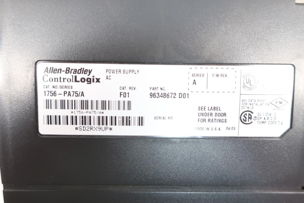 Allen Bradley 1756-PA75 Power Supply Module Ser A