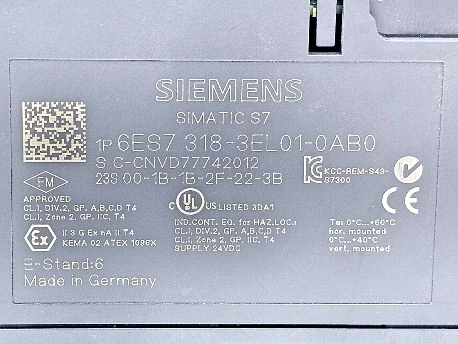 6ES7 318-3EL01-0AB0 SIEMENS SIMATIC S7-300 CPU