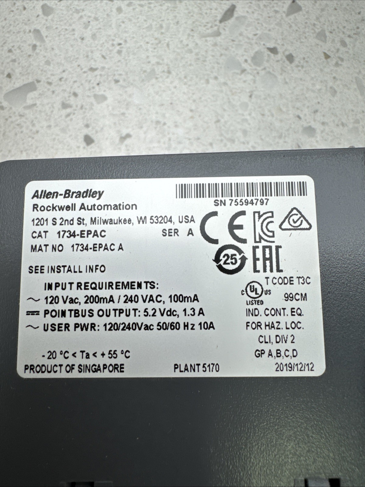 Allen Bradley 1734-EPAC Ser. A Point I/O Extension Power Module – New