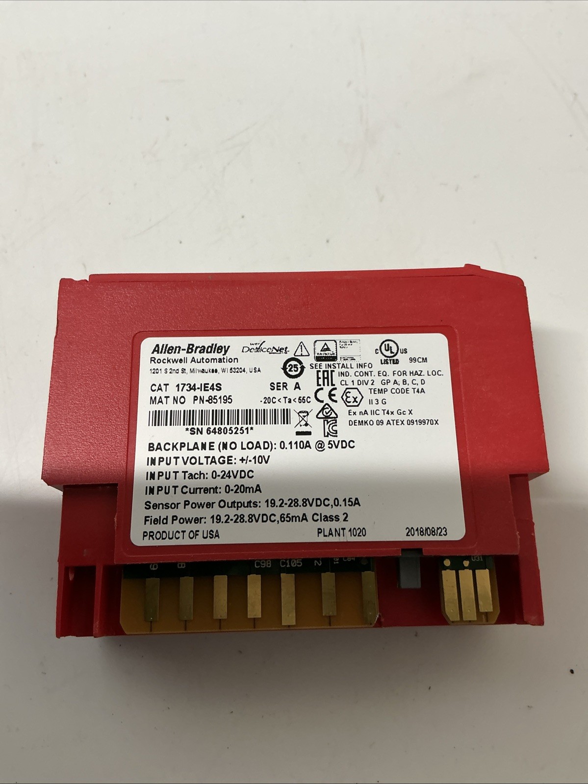 Allen-Bradley 1734-IE4S Ser A POINT I/O Module Damaged Plastic. AC-067