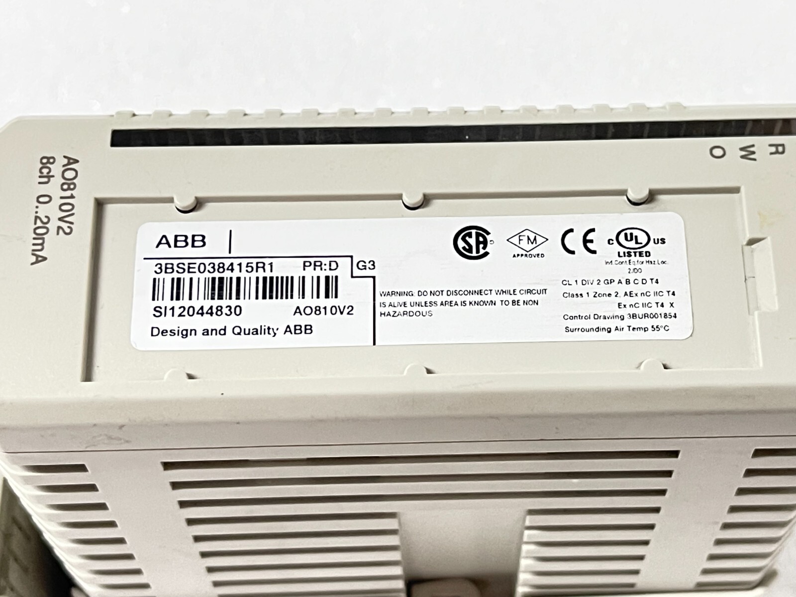 ABB AO810V2 8ch 0..20mA 3BSE038415R1 PR:D With 3BSE013230R1 PR:G