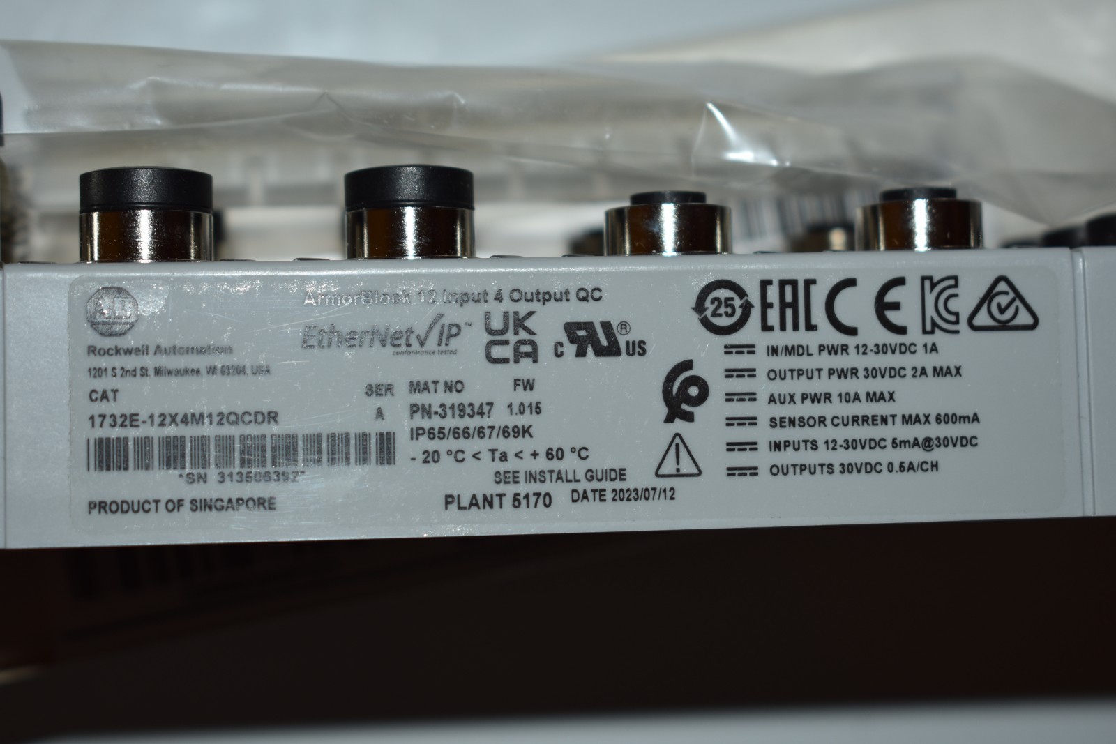 1732E-12X4M12QCDR Allen Bradley Armor Block I/O Module New Open Box 2023