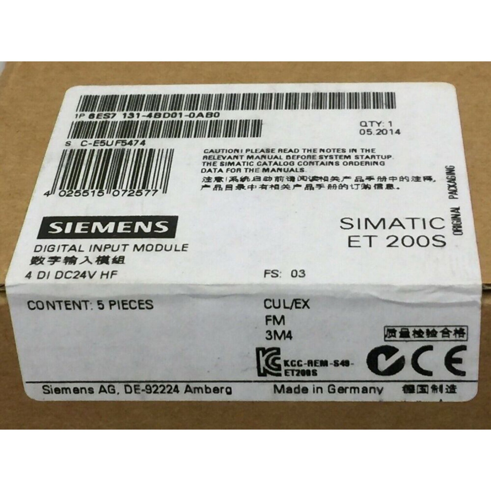 New Siemens 6ES7 131-4BD01-0AB0 6ES7131-4BD01-0AB0 Electronic Modules for ET200S