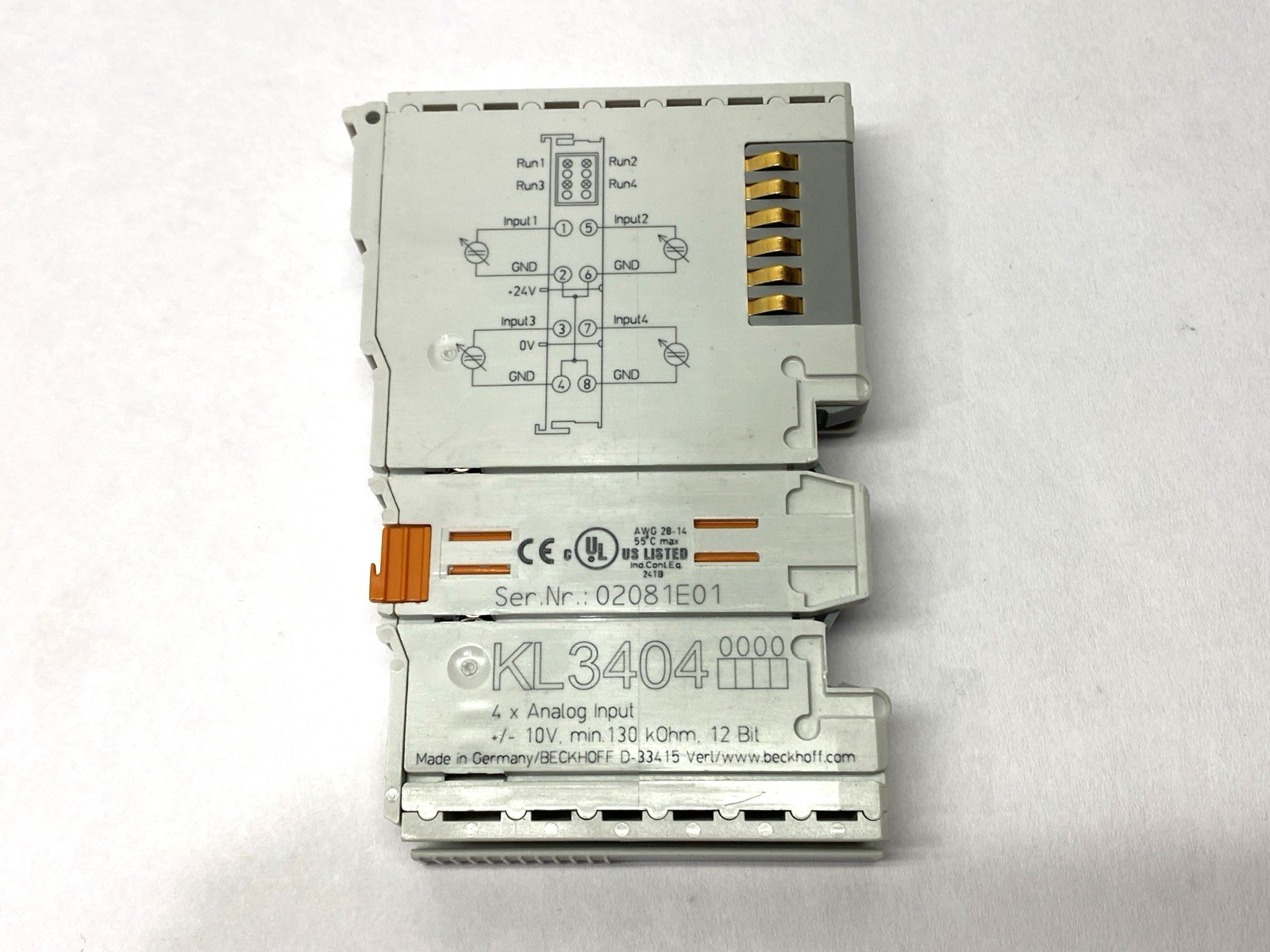 Beckhoff KL3404 Analog Input Bus Terminal 4-Channel