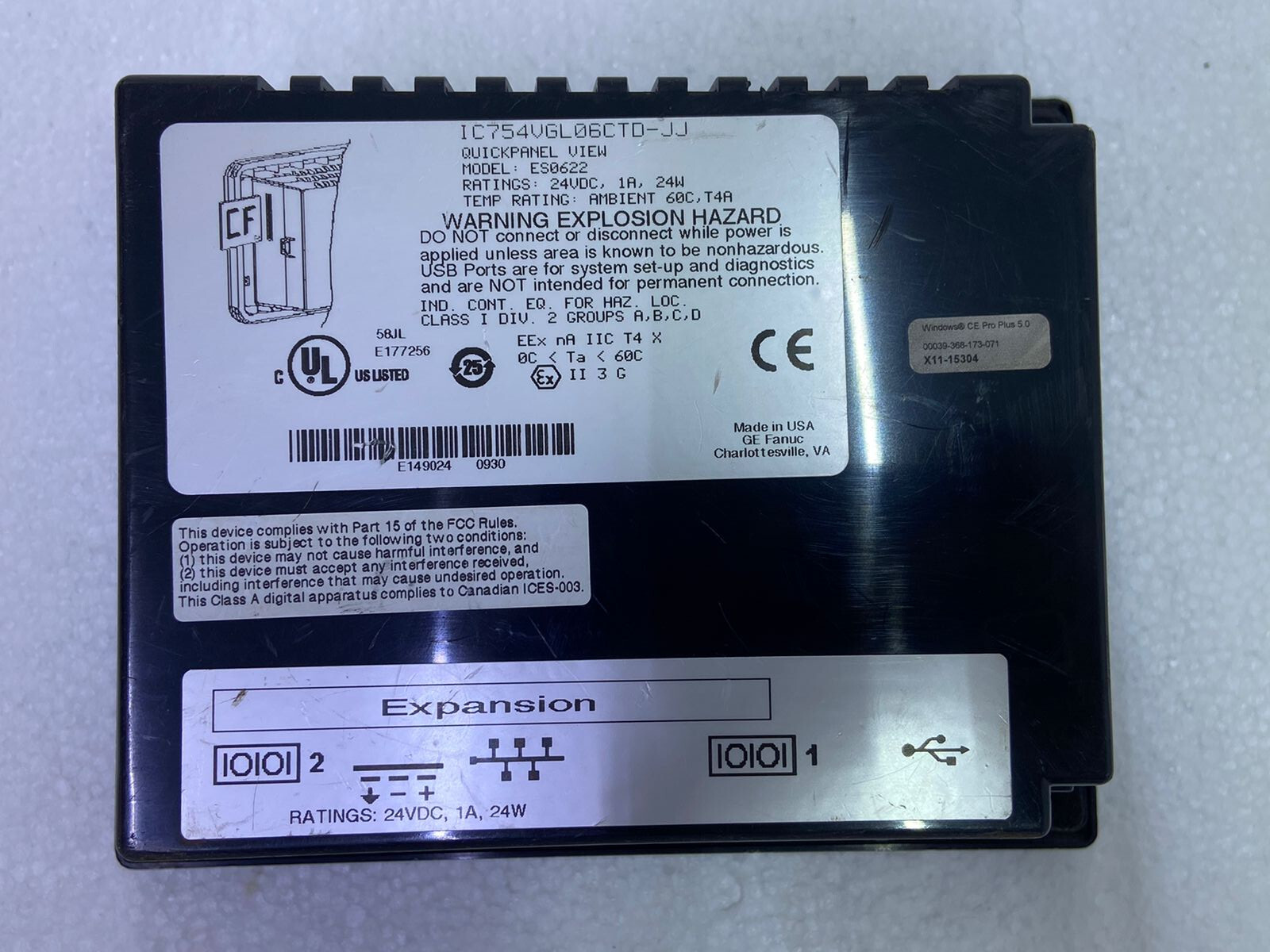 Ge FANUC QuickPanel 6in View ES0622 , CH#130 (TURNS ON)
