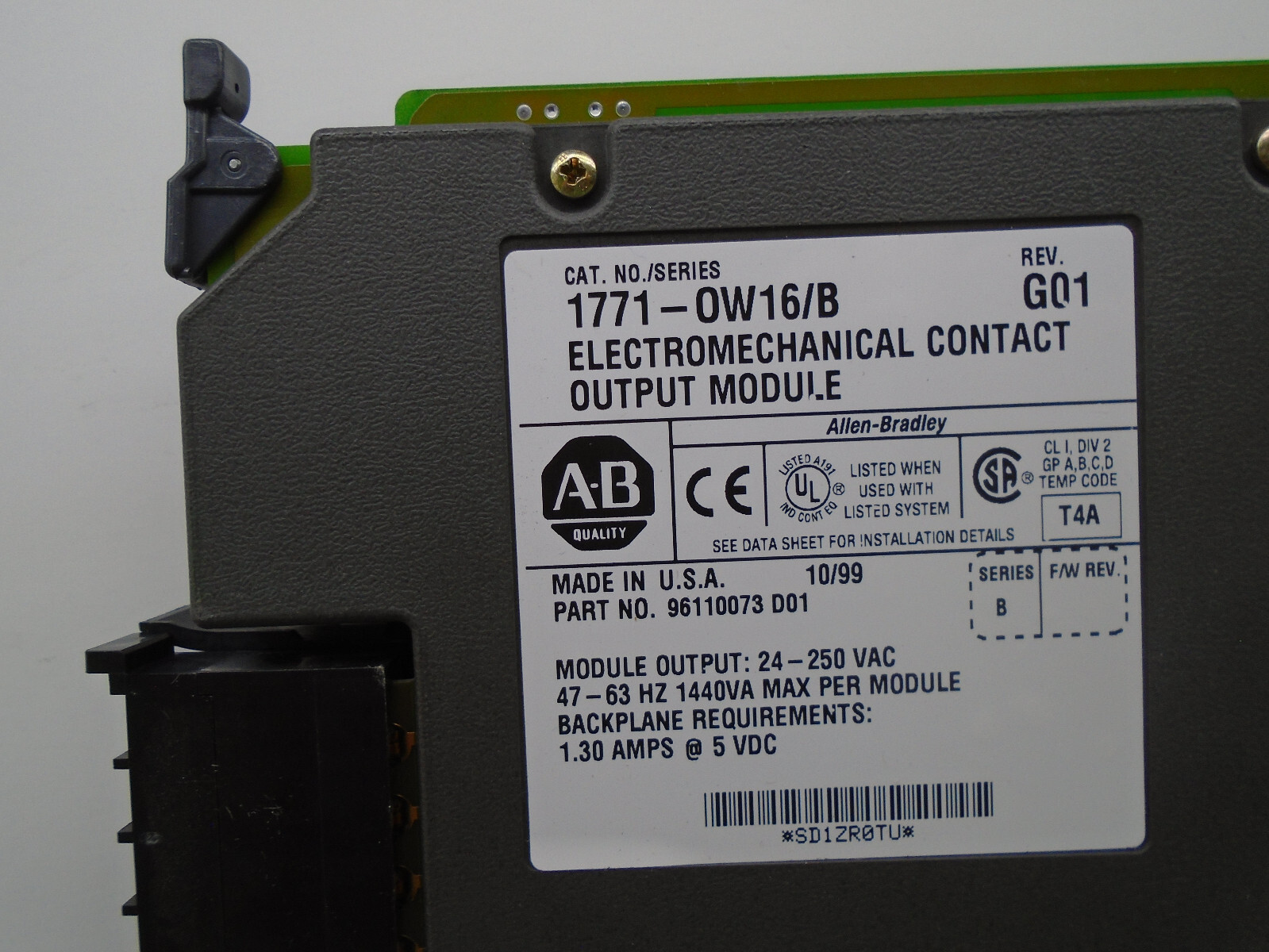 Allen Bradley 1771-OW16 /B & 1771-WN PLC 5 AC Output Module 1771-0W16 E24
