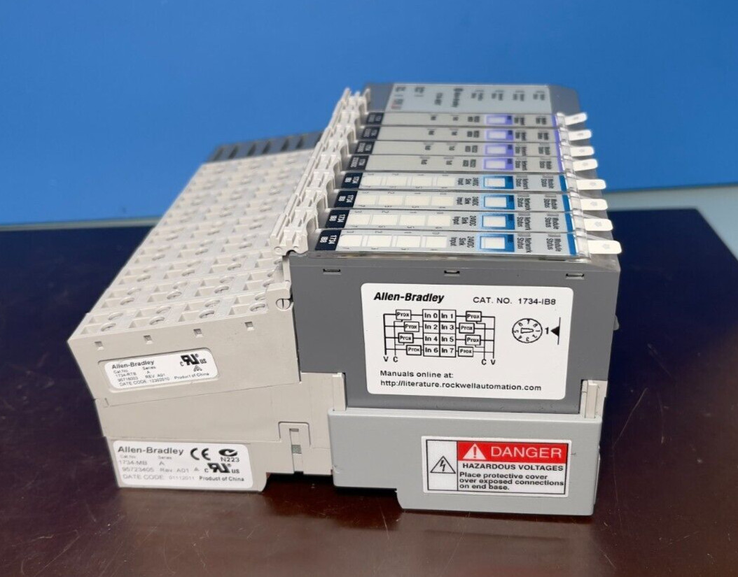 Allen Bradley 1734-AENT With Four 1734-232ASC and Four 1734-IB8 Module Status