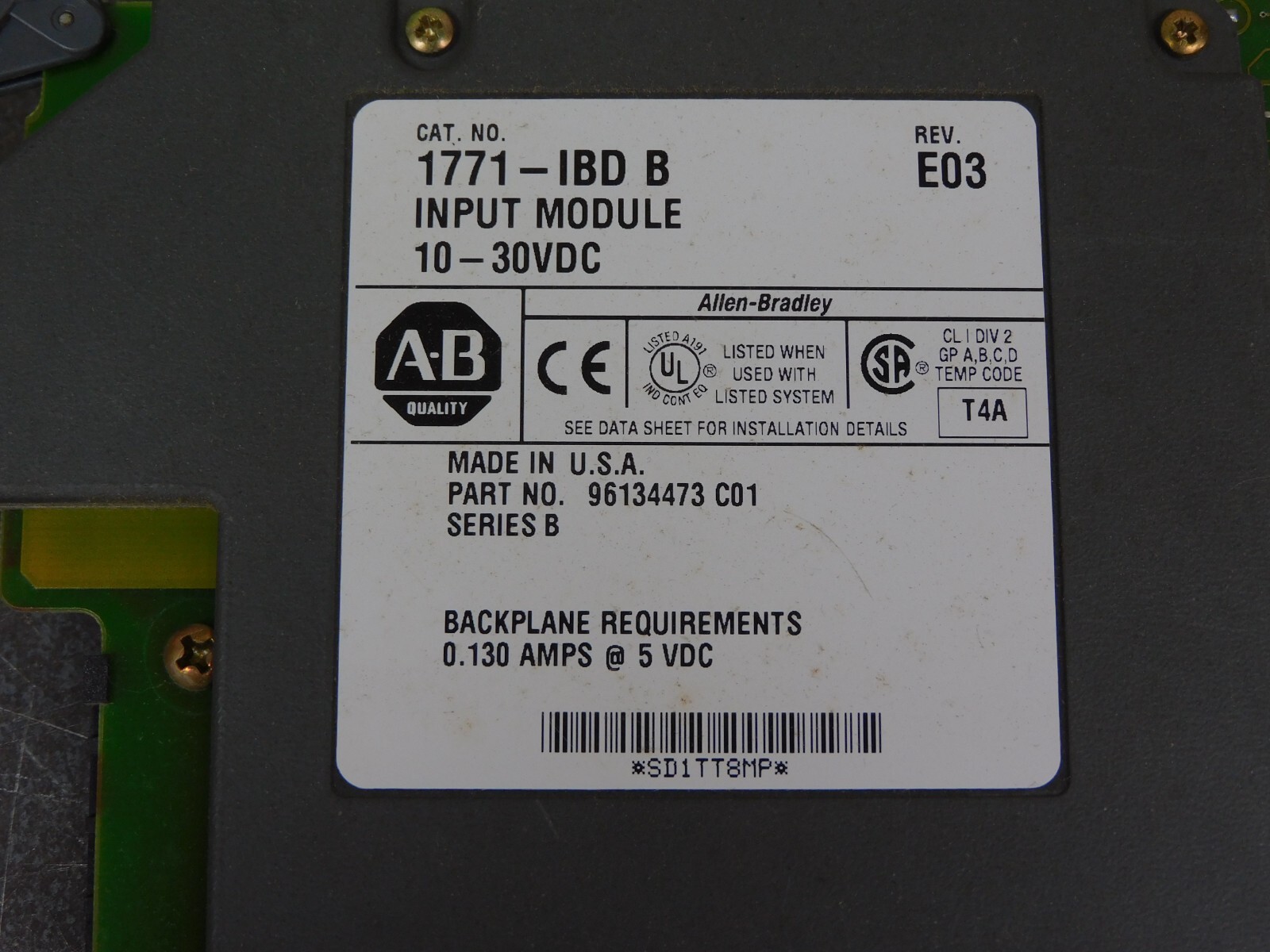 Allen Bradley 1771-IBD/B Input Module Back Plane 10 to 30V DC 130 mA Lot of Four