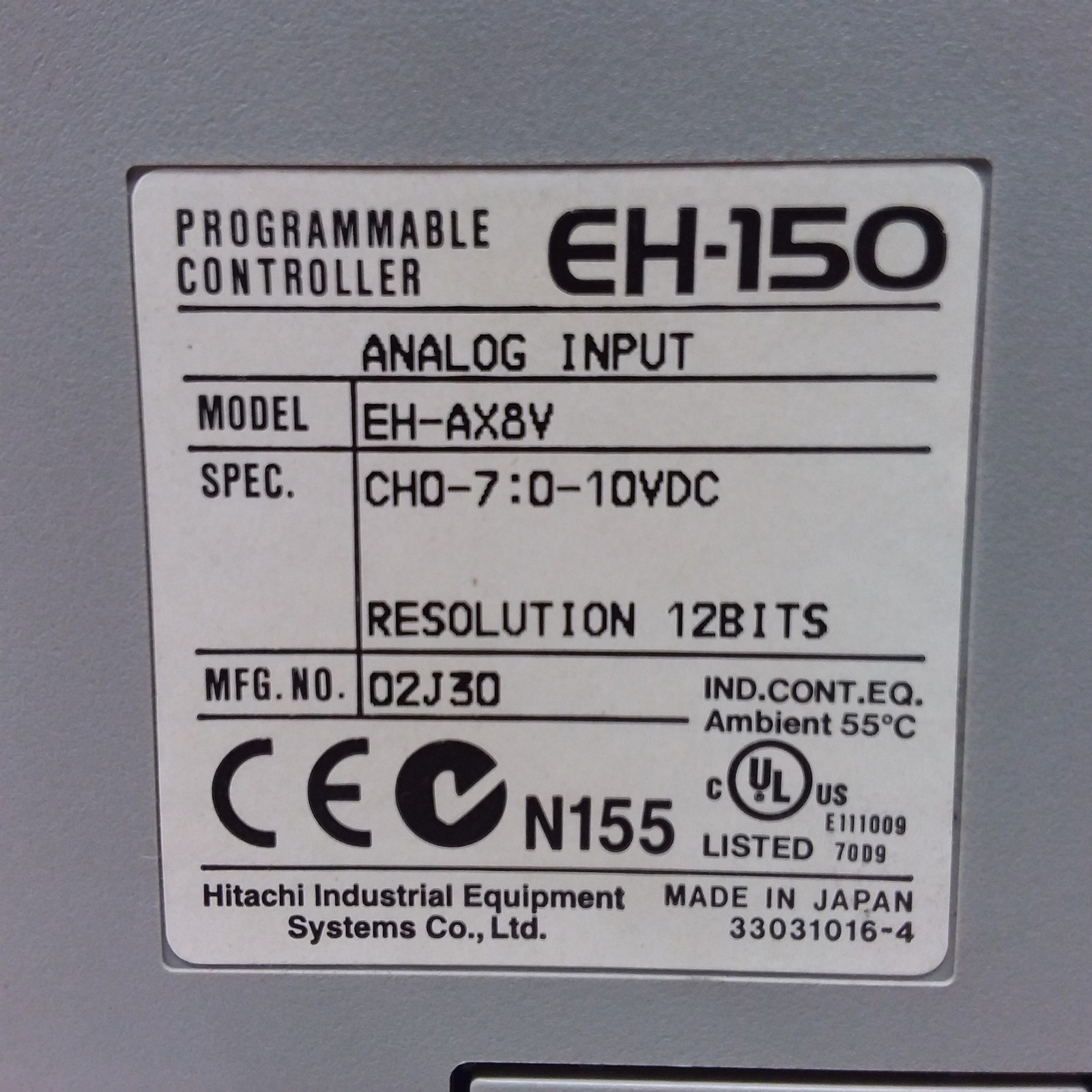 EH-AX8V | Hitachi | Programmable Controller, Analog Input, 0-10VDC, Used