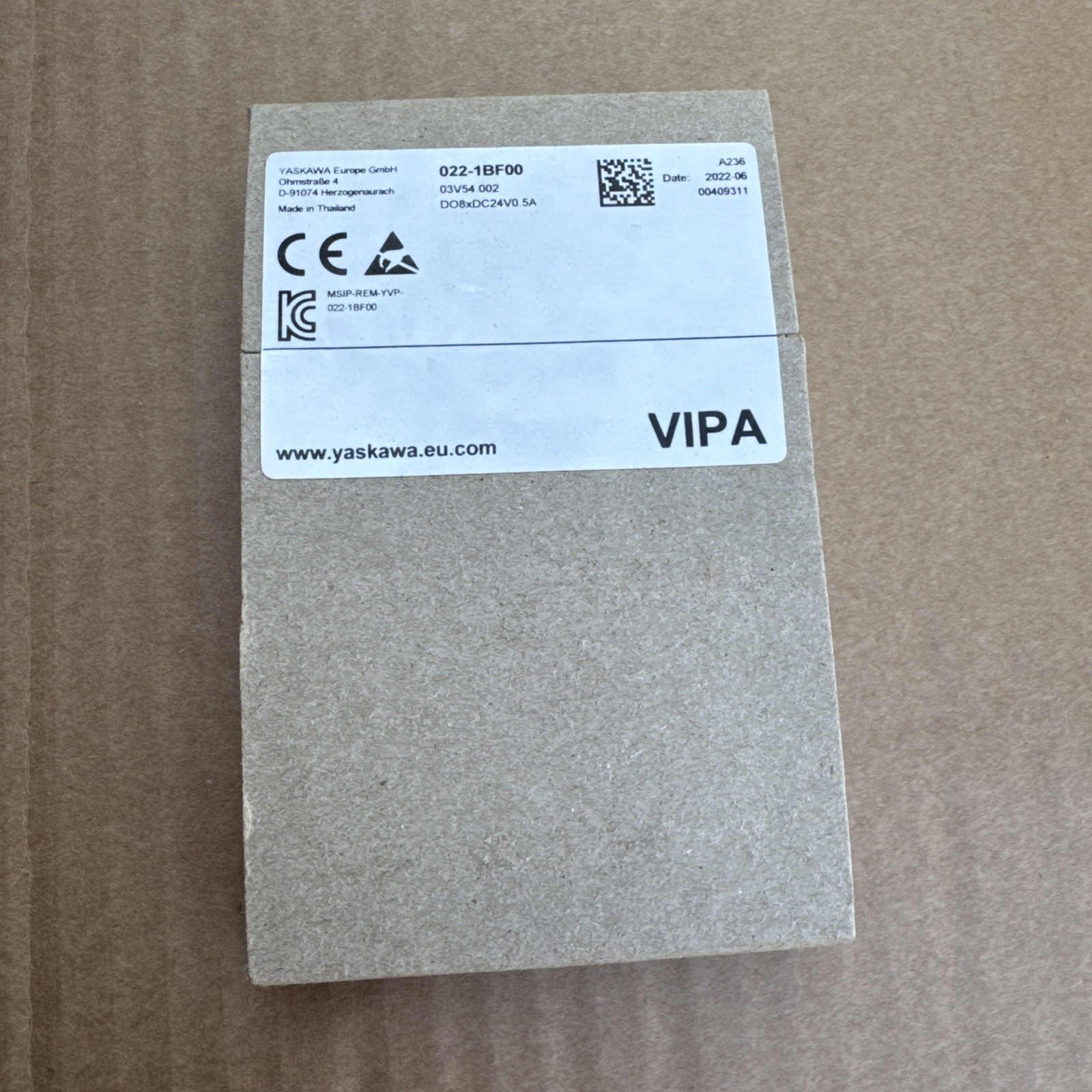 VIPA Module Digital Output Type SM 022-1BF00/DO 8x DC 24V 0.5A New, Original Packaging New