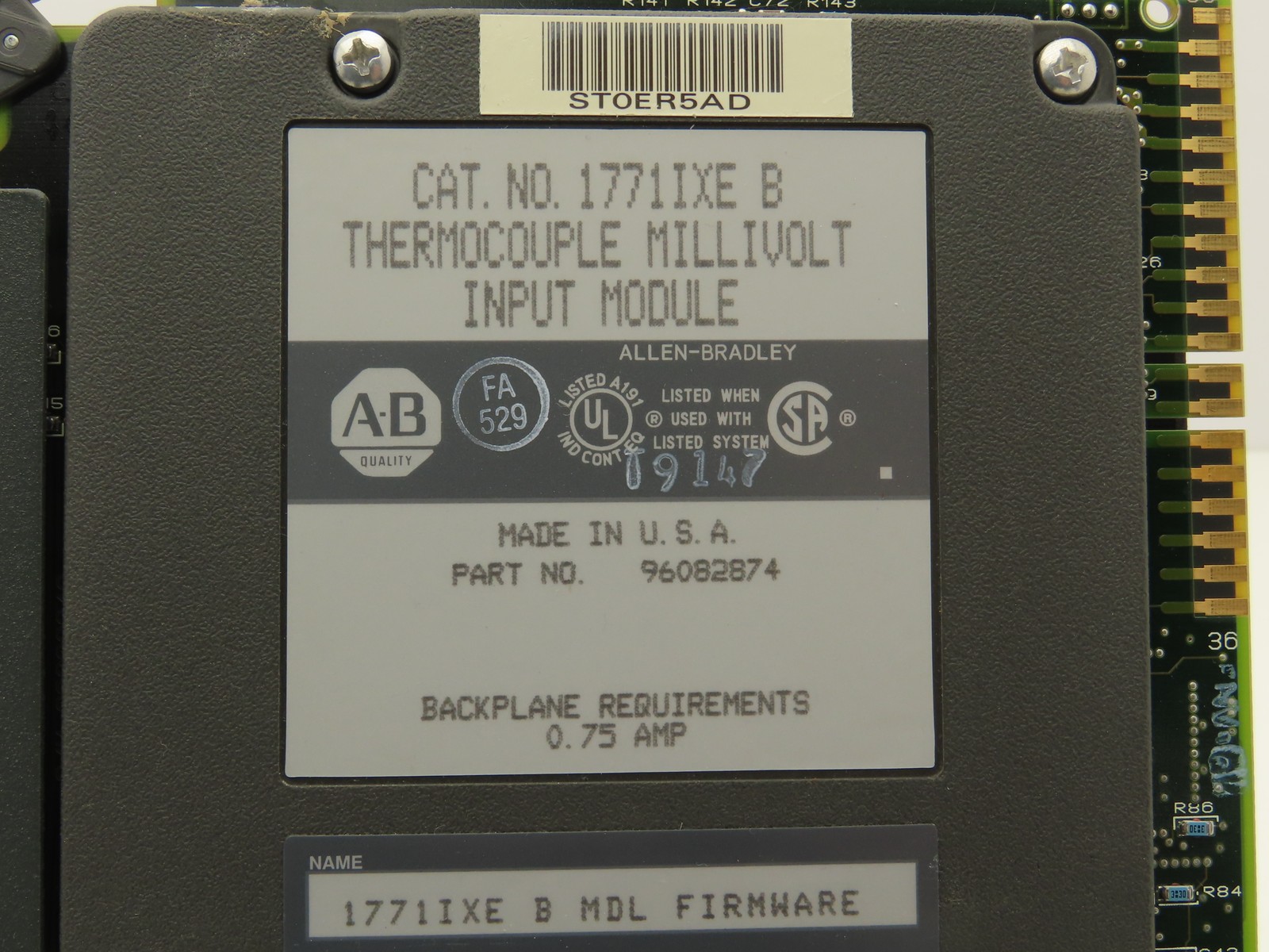 Allen Bradley 1771IXE B Thermocouple Millivolt Input Module Firmware Rev B Ser B