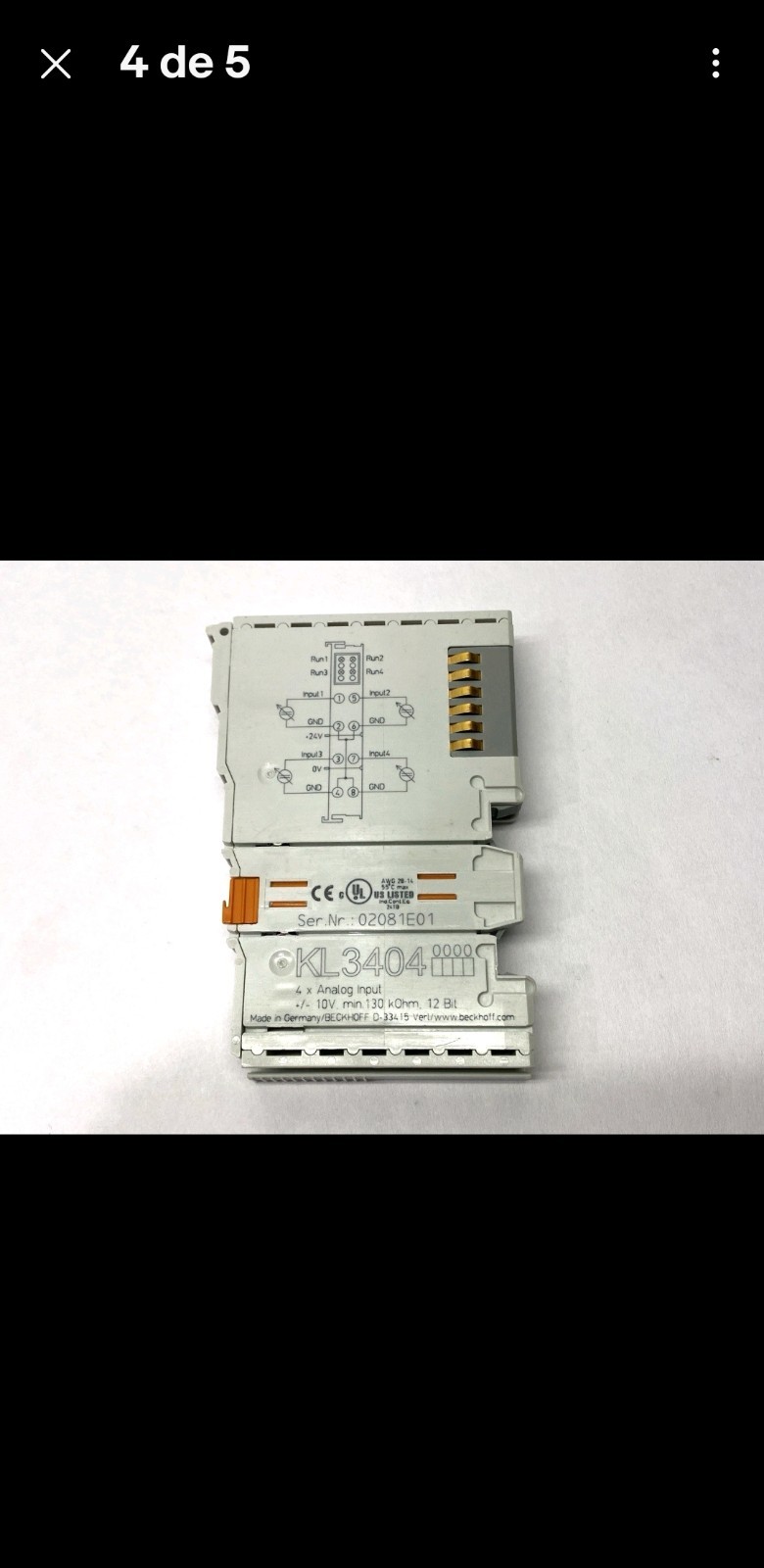 Beckhoff KL3404 Analog Input Bus Terminal 4-Channel