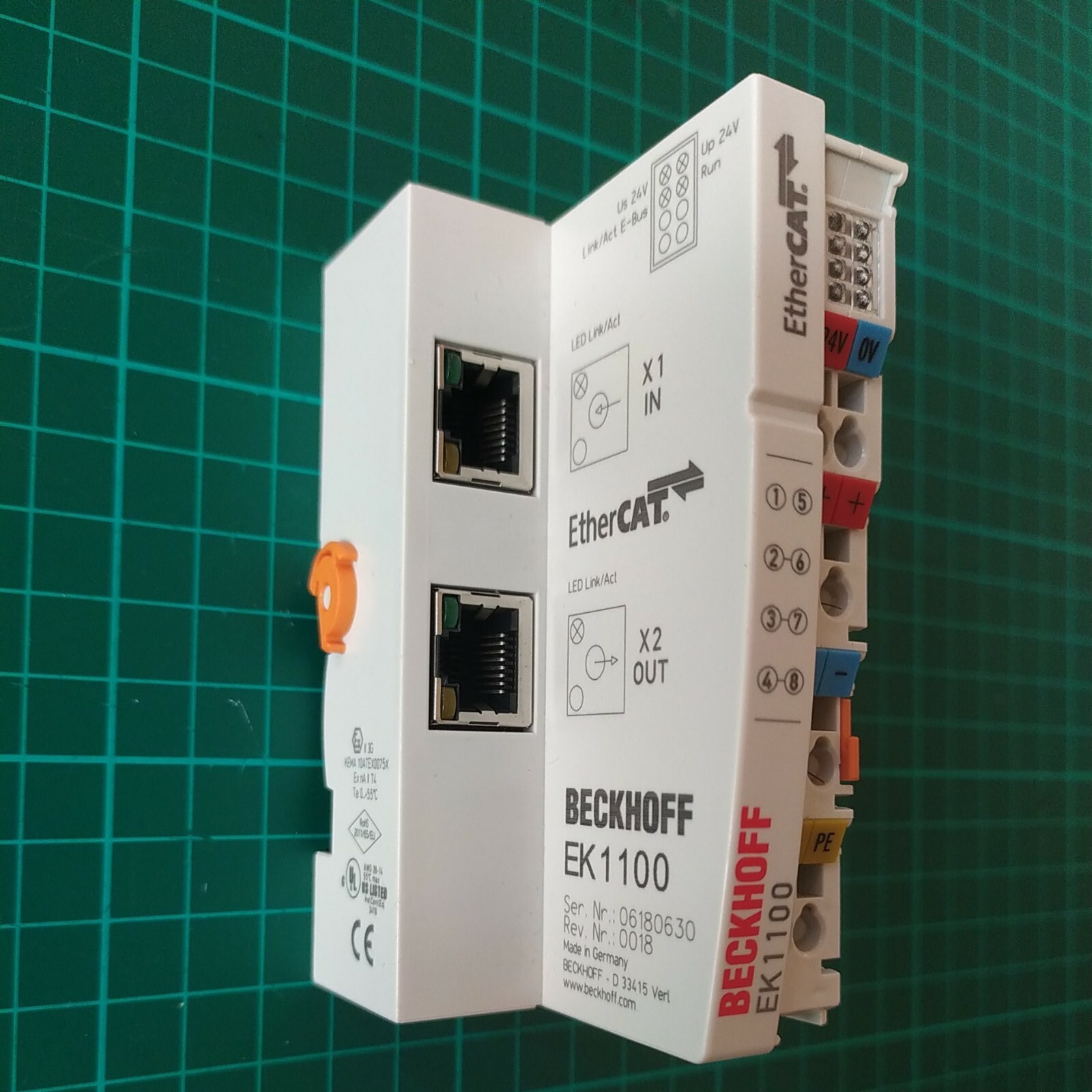 🟢 Beckhoff EK1100 EtherCAT Coupler 2 x RJ45 Socket Module 10180630 PLC Ethernet