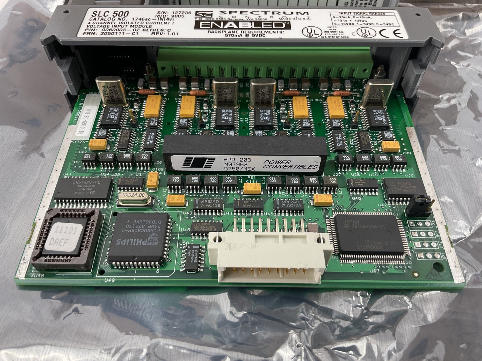 Spectrum Controls SLC 500 1746sc-INI4vi 4CH Analog Input Module 9060003-02