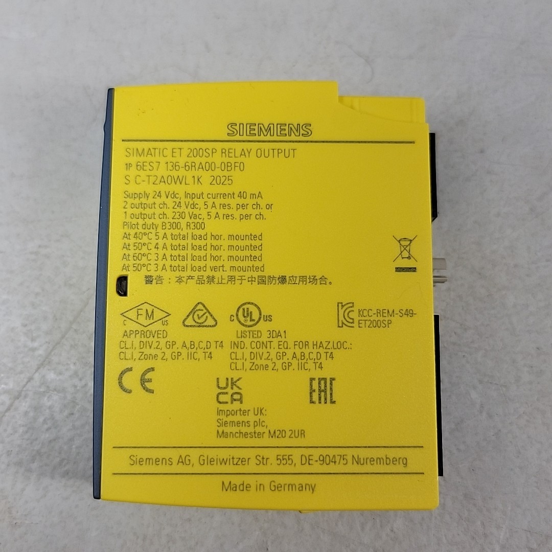 SIEMENS SIMATIC ET 200SP RELAY OUTPUT 6ES7 136-6RA00-0BF0 / 24VDC/24