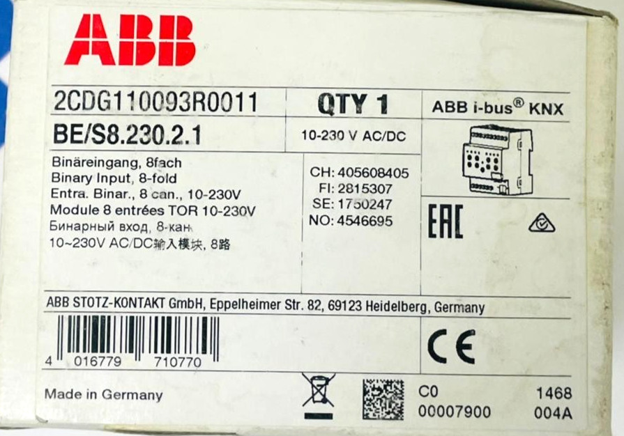 ABB BE/S8.230.2.1 Binary Input Module 2CDG110093R0011
