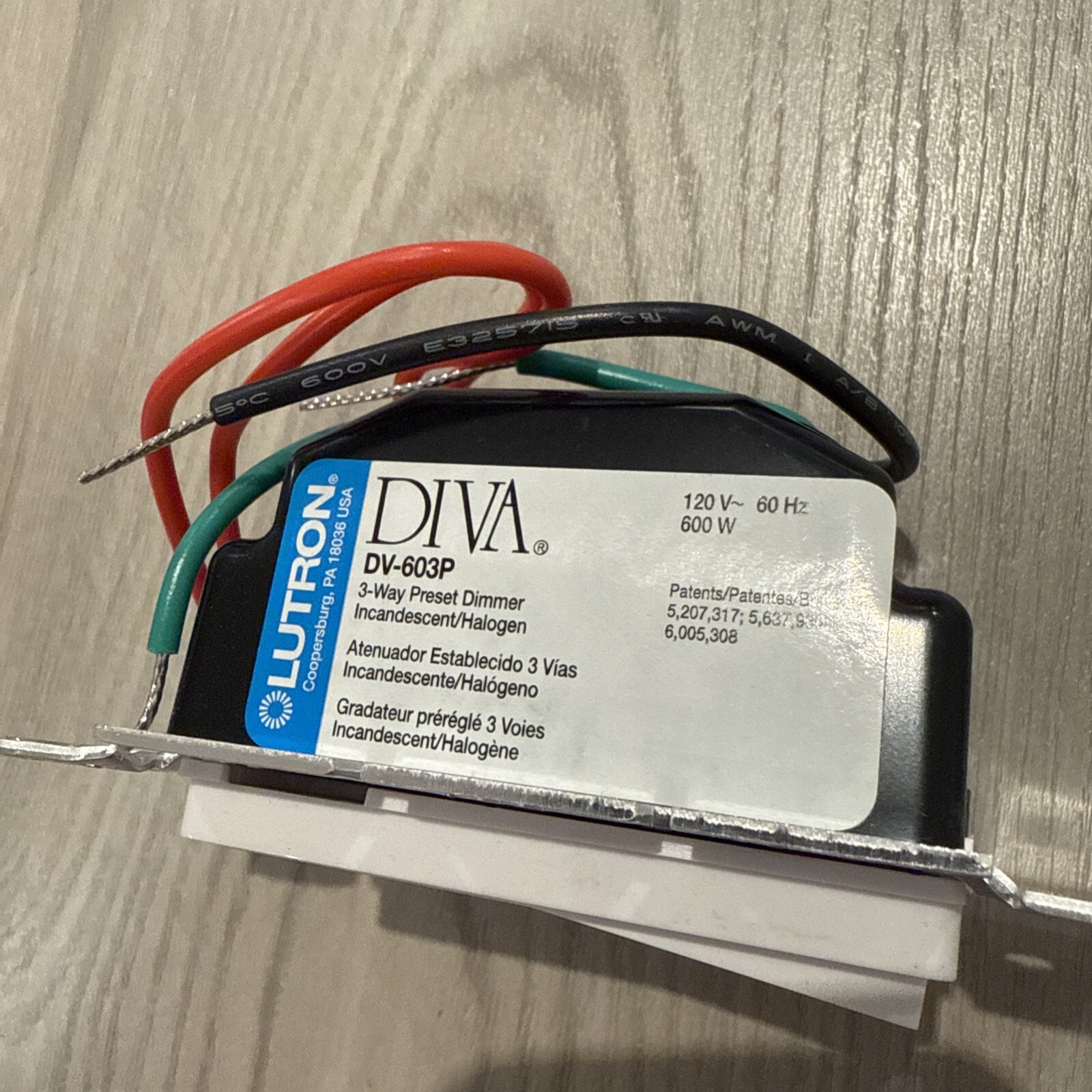 Lutron DV-603P-WH DIVA Symphony 3-Way Light Control Switch Dimmer WHITE