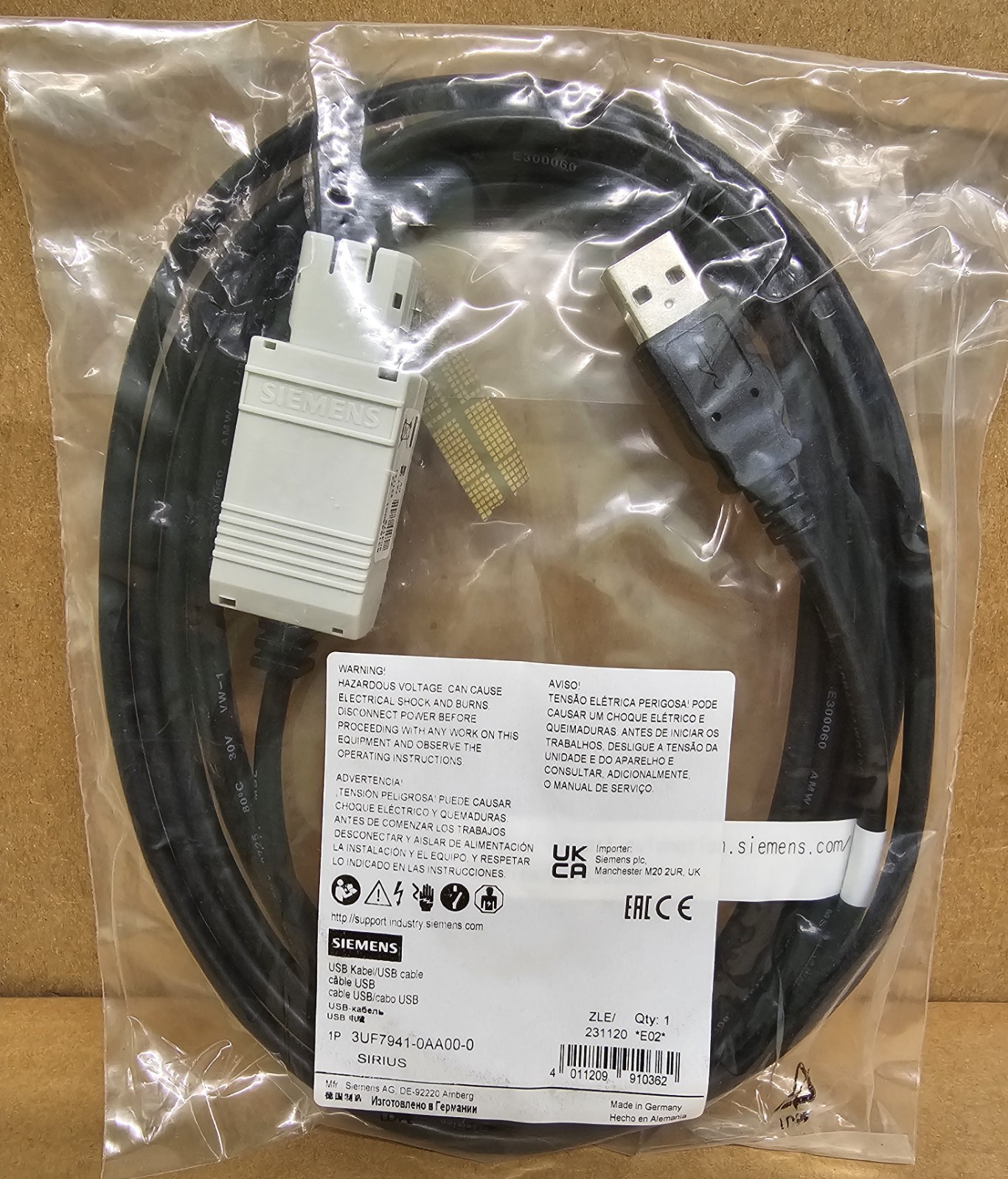 Siemens 3UF7941-0AA00-0 USB Cable 8′
