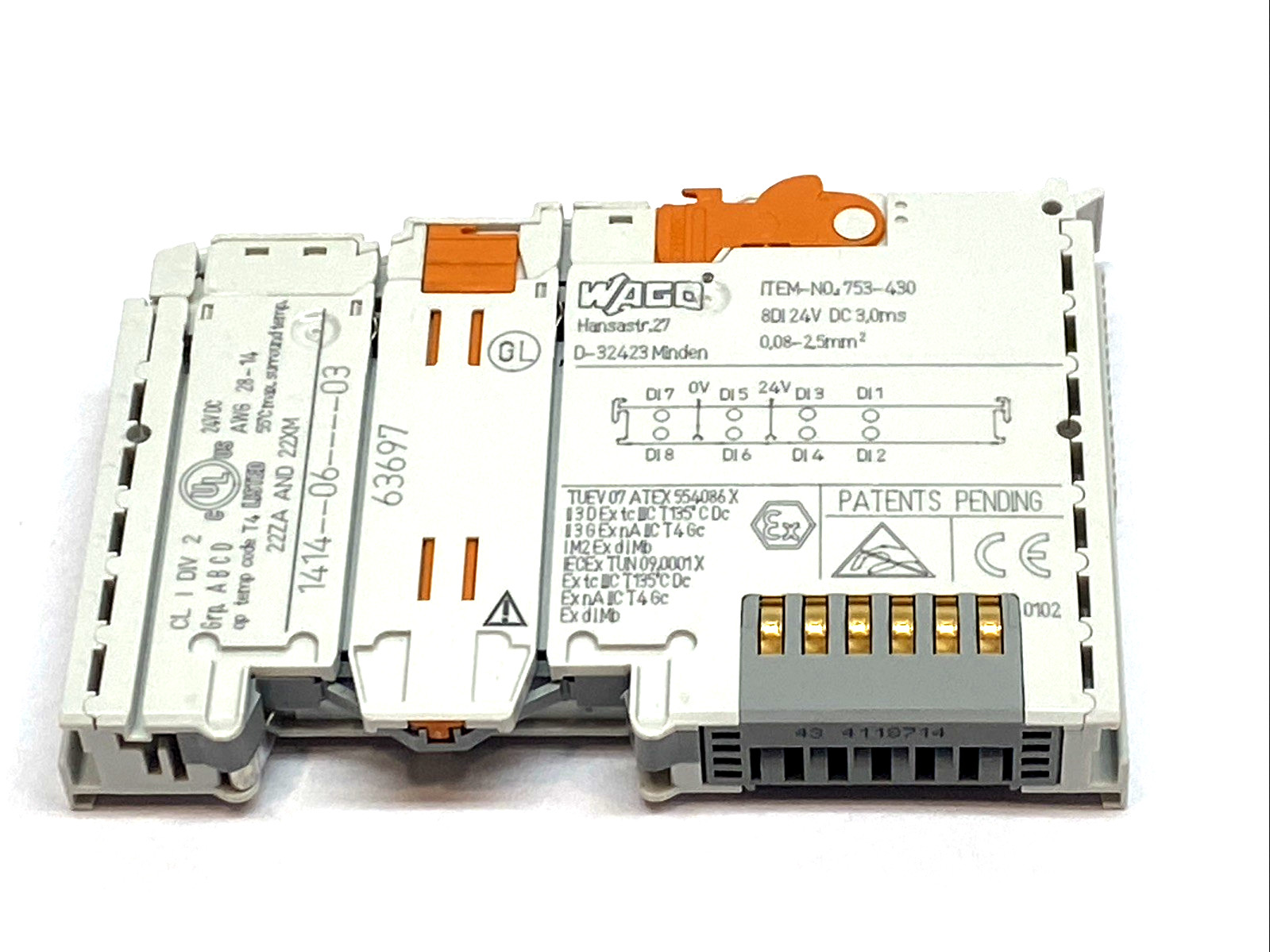 WAGO 753-430 8-Channel 24VDC Digital Input Module 3ms