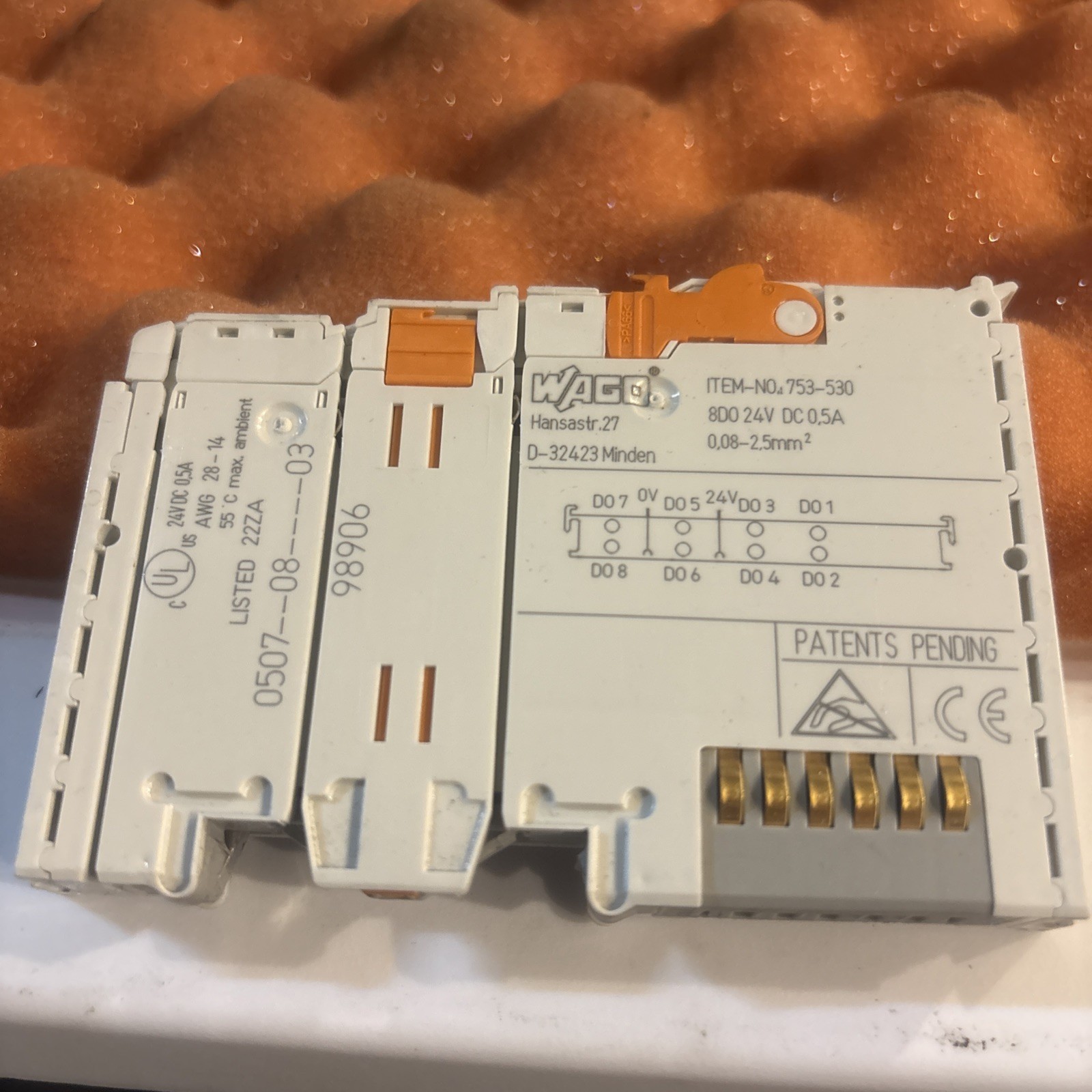WAGO 753-530 8-Channel Digital Output Module 24VDC 0.5A PLC I/O Module