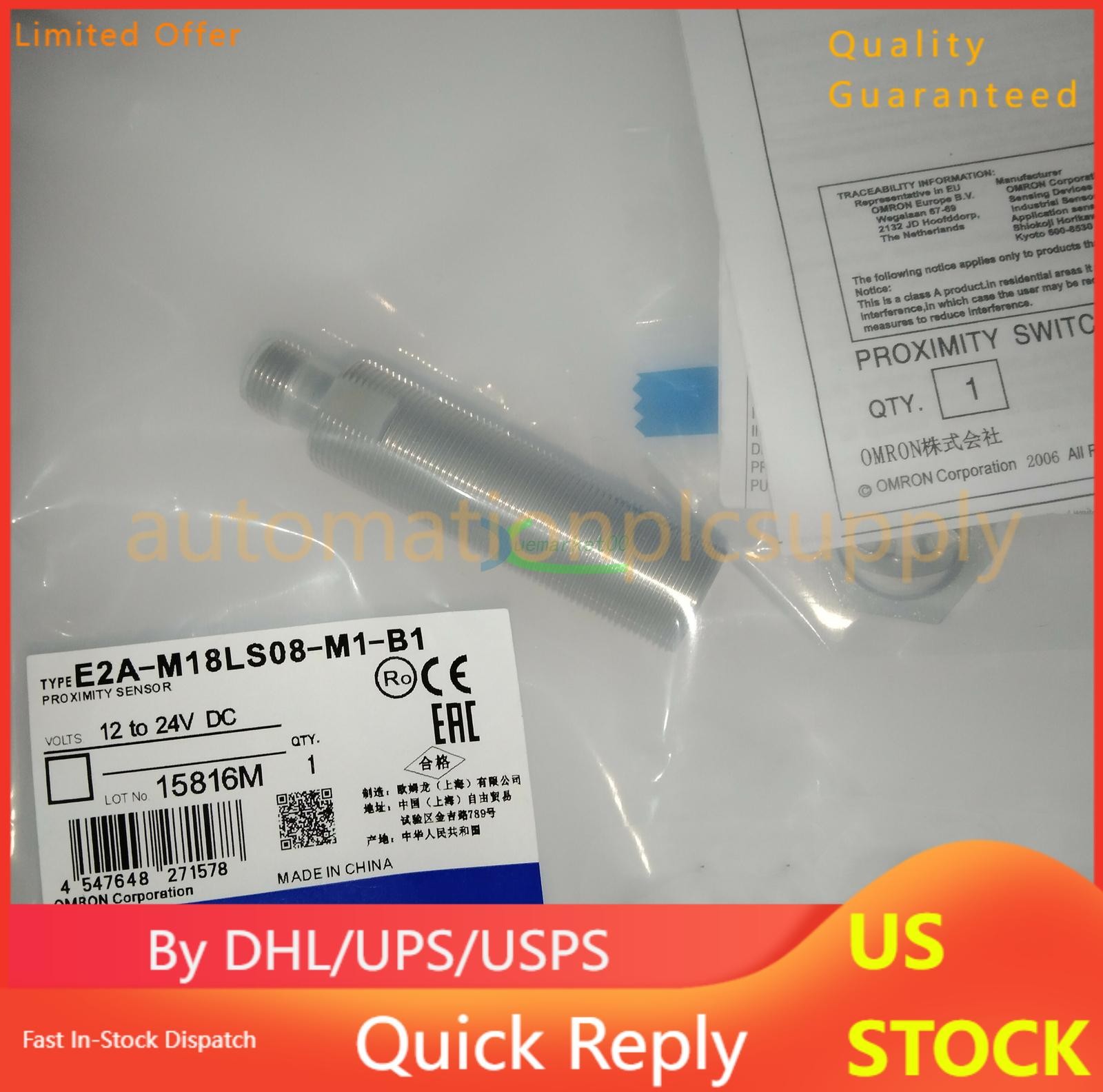 1PC Omron E2A-M18LS08-M1-B1 E2AM18LS08M1B1 Proximity Switch New US Free TAX
