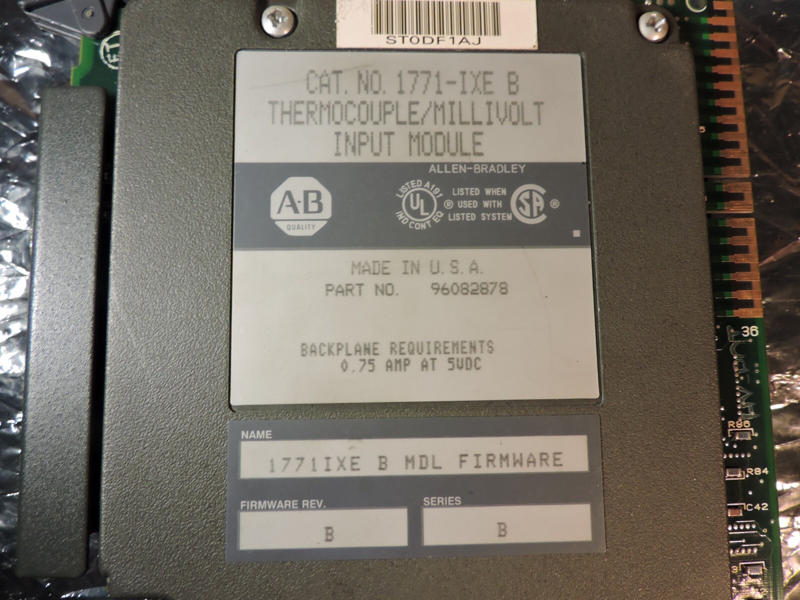 Allen Bradley 1771-IXE Ser B FW Rev B Thermocouple/Millivolt Input Module PLC