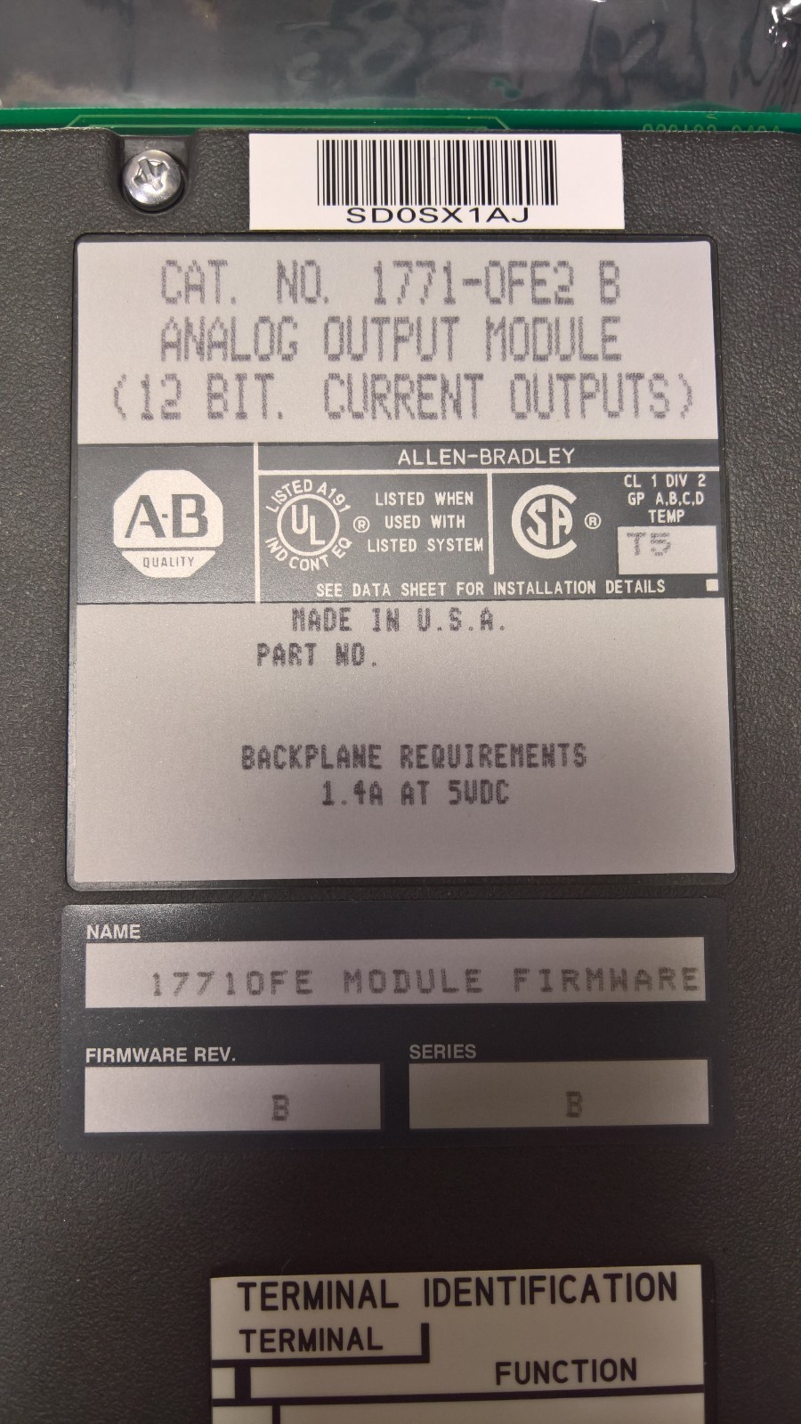 New Allen Bradley Analog Output Module 1771OFE2 Series B 4-20mA current output