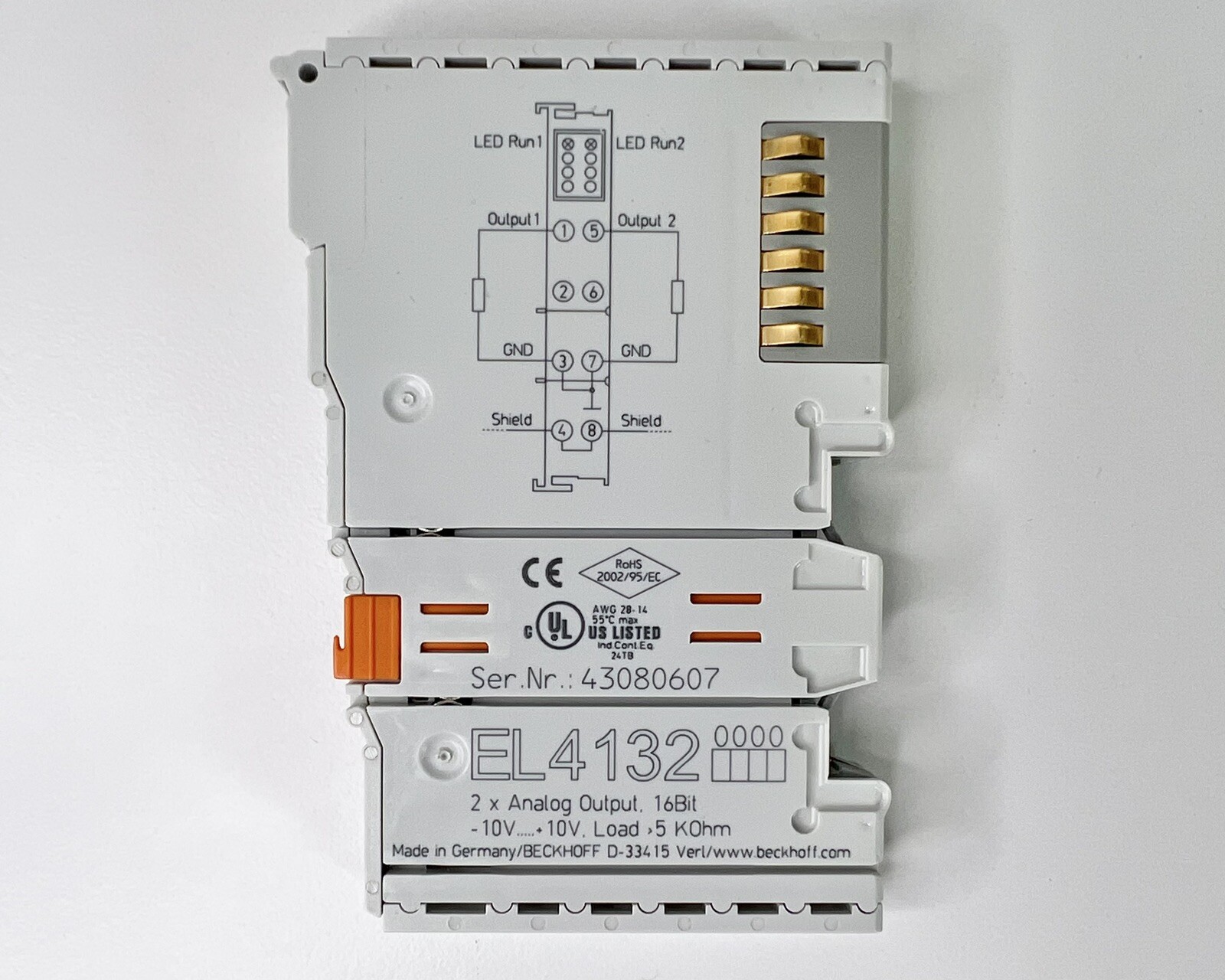 Beckhoff EL4132 EtherCAT Terminal 2 Channel Analog Output Terminal 16 Bit