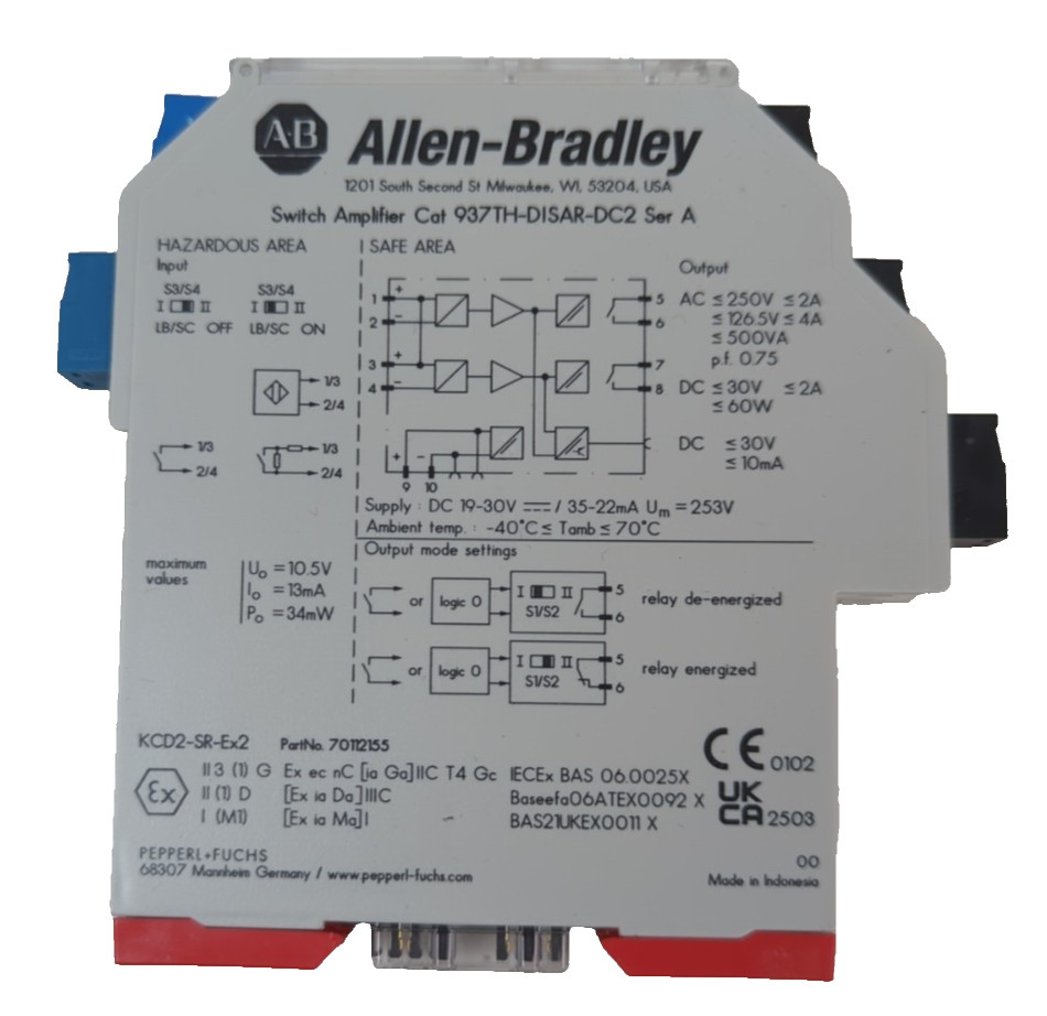 Allen-Bradley 937TH-DISAR-DC2 Switch Amplifier Series A 2-Channel I/O 24Vdc NEW