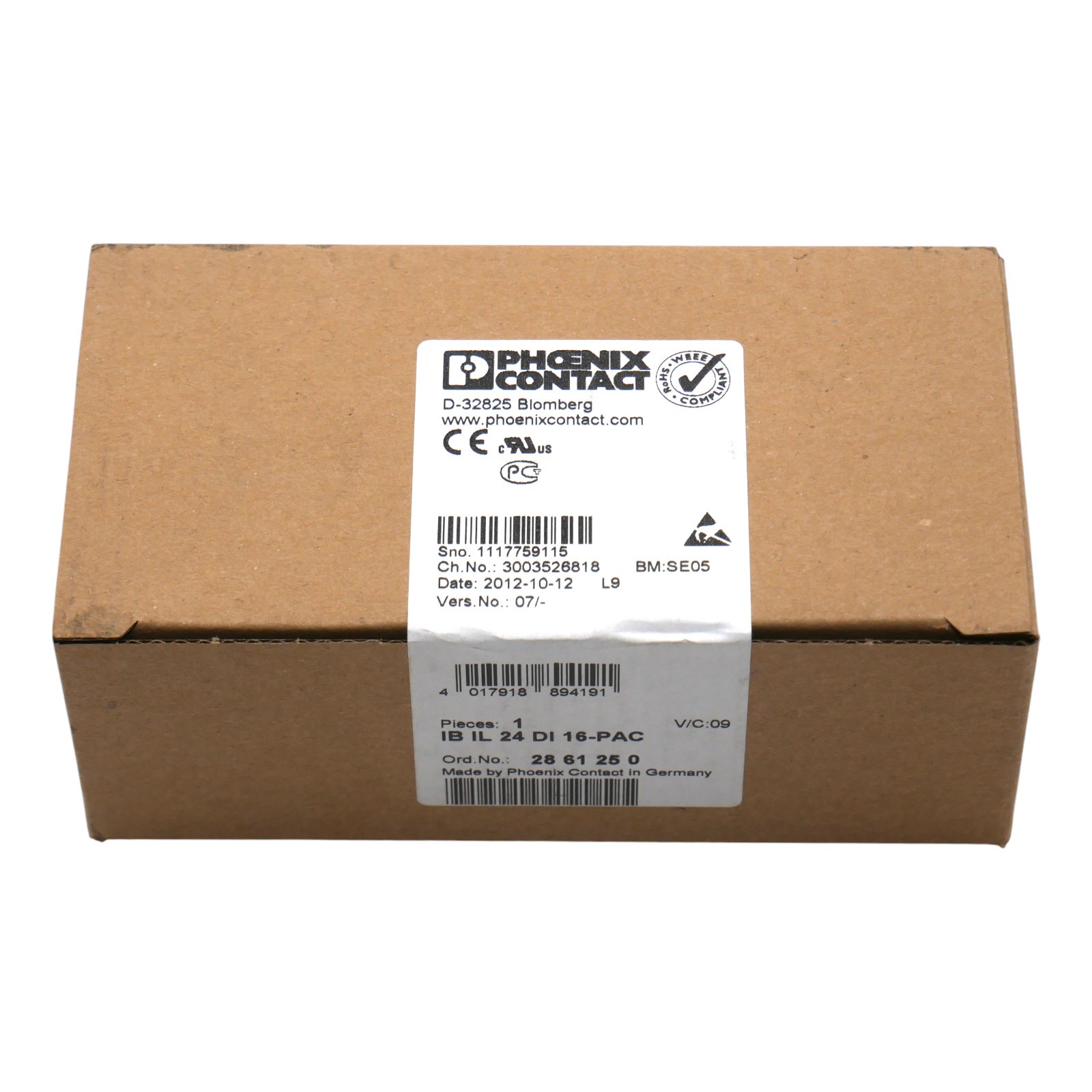 Phoenix Contact IB IL 24 DI 16-PAC Digital Module 2861250 Vers.No. 07 -sealed-
