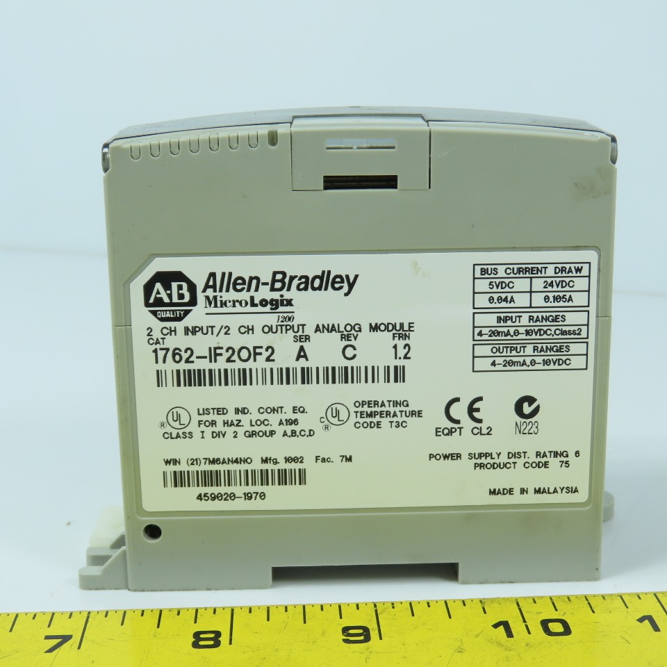 Allen Bradley 1762-IF2OF2 Ser A Rev C FRN 1.2 MicroLogix Input/Output Module