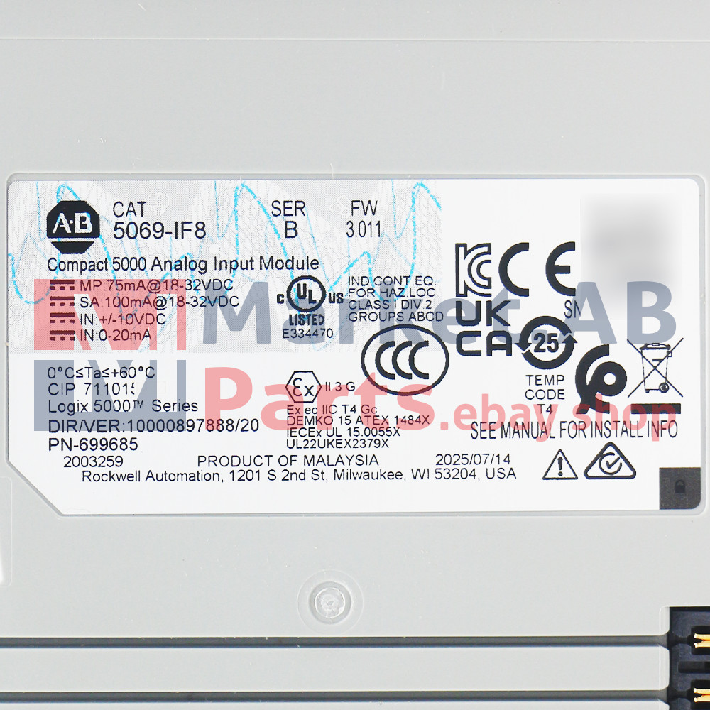 New Factory Sealed AB 5069-IF8 Compact 5000 Analog Input Module 5069IF8