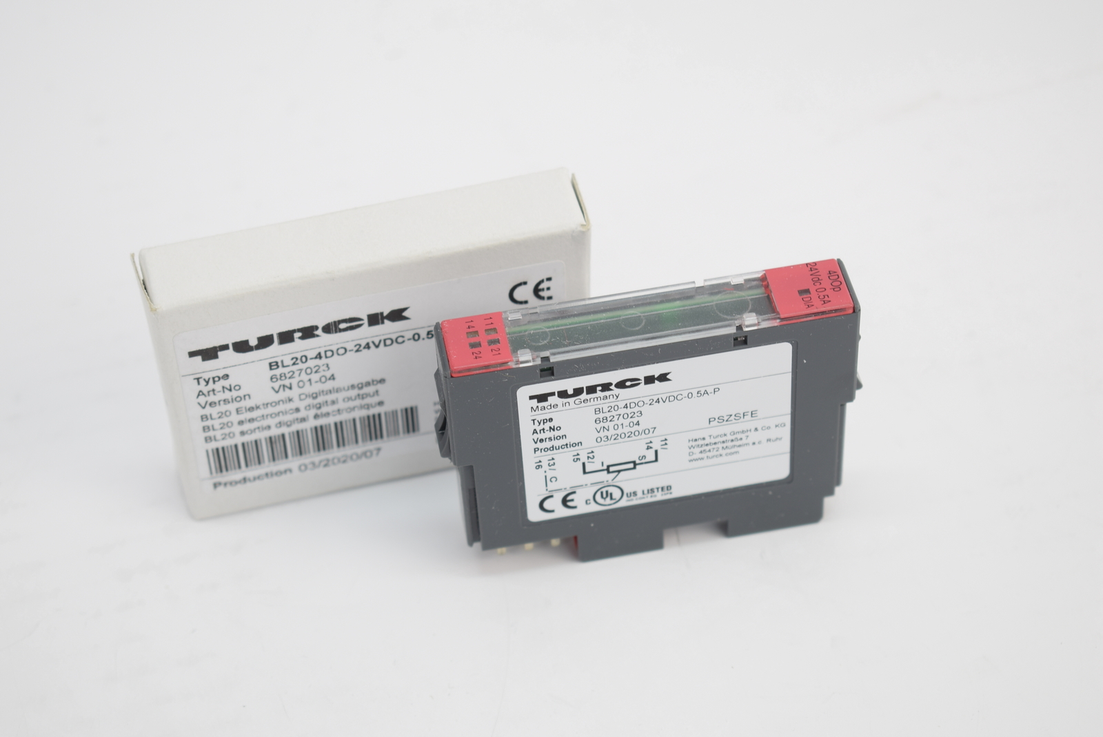 Turck Electronics Digital Output BL20-4DO-24VDC-0.5A-P 6827023 Ver. VN 01-04