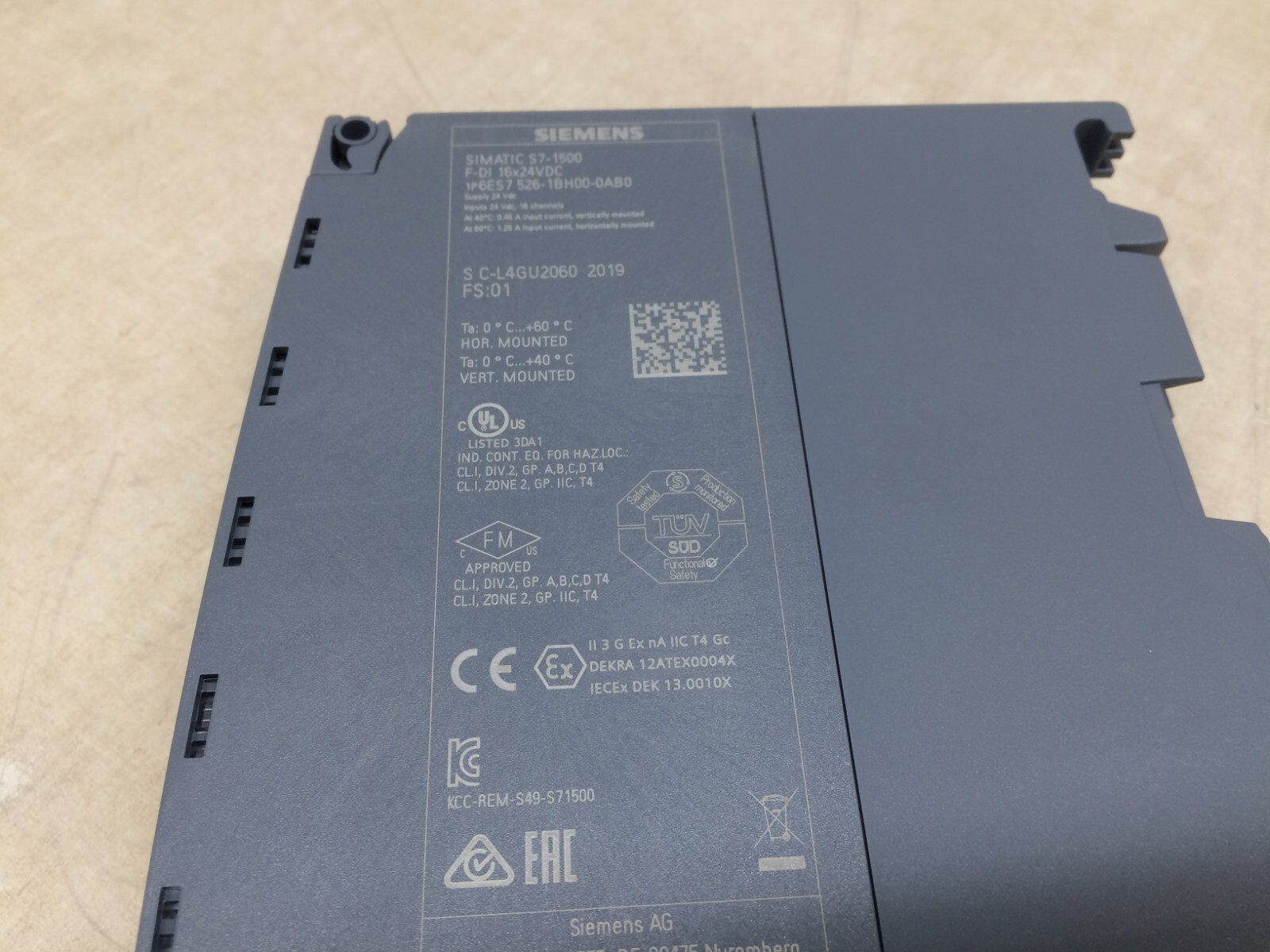 Siemens Simatic S7-1500 F-DI 16x24VDC 6ES7 526-1BH00-0AB0 FS:01 Failsafe Digital