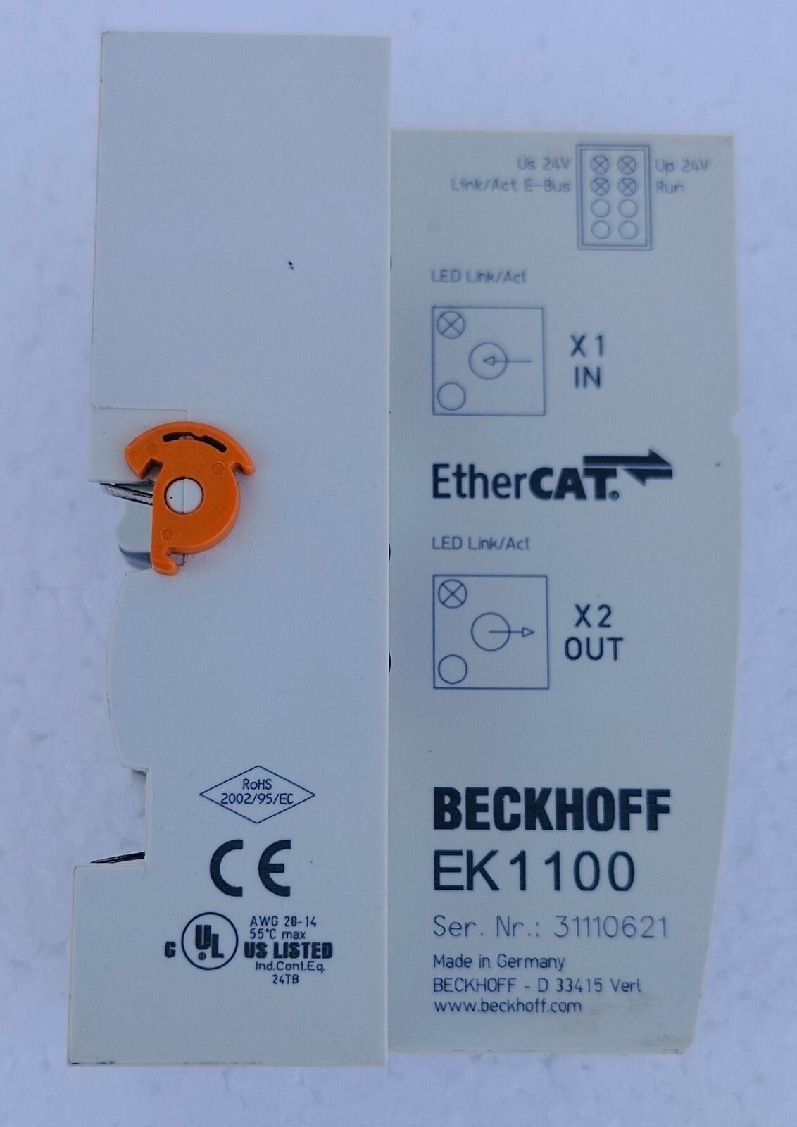BECKHOFF EK1100 EtherCAT Coupler 2-Channel Ethernet Interface Terminal Module #2