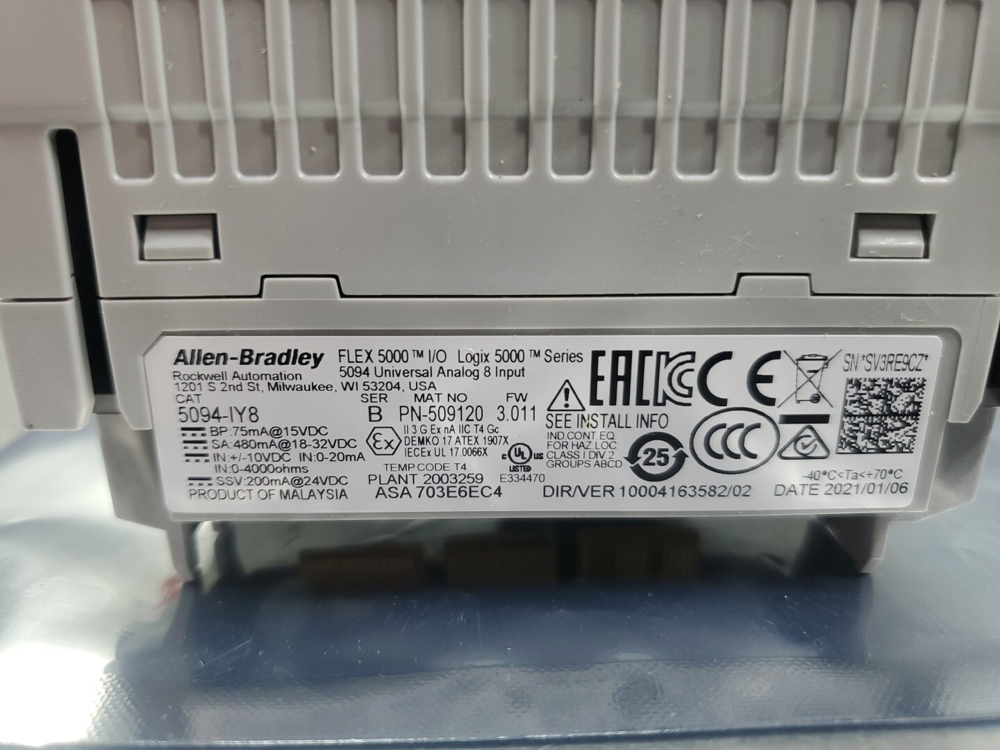 Allen Bradley 5094-IY8/B FLEX 5000 I/O Logix 5000 Input Controller. 3E-34